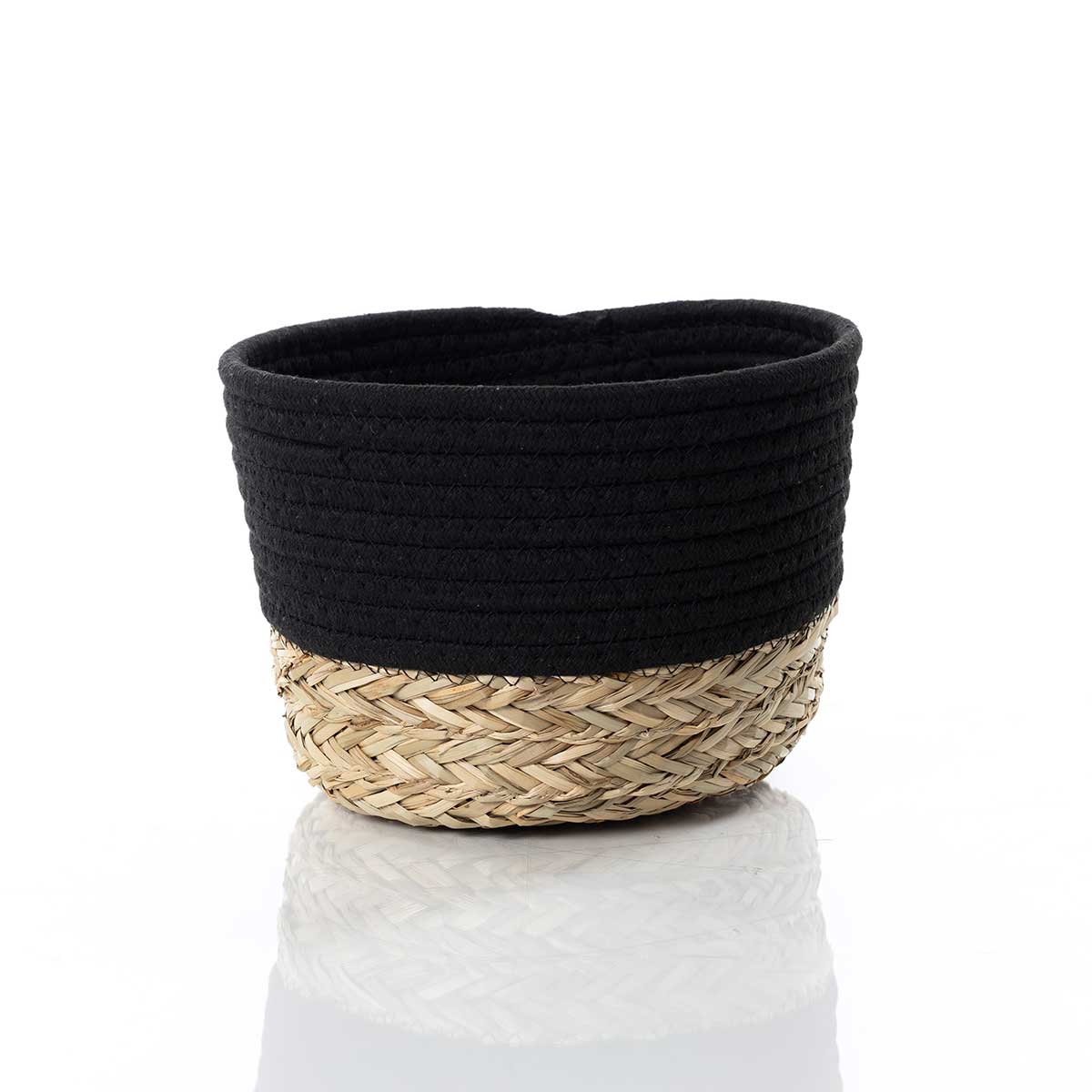 Cesto wc preto e natural 20x25cm