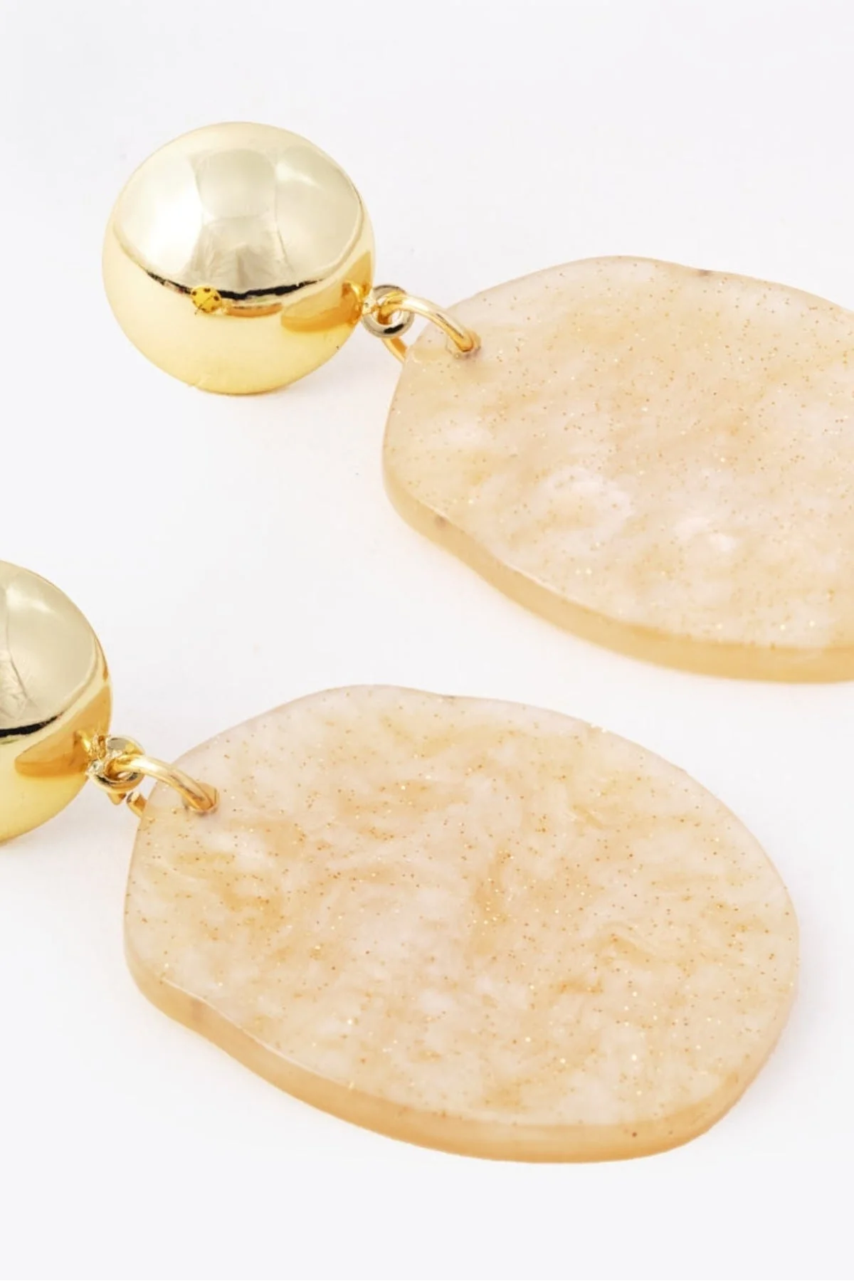 Cream Crinkle Disc Earrings