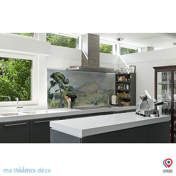 Crédence cuisine fond de hotte Paul Cézanne, La Montagne Sainte-Victoire - L Verre trempé x H 60 cm - MaCrédenceDéco