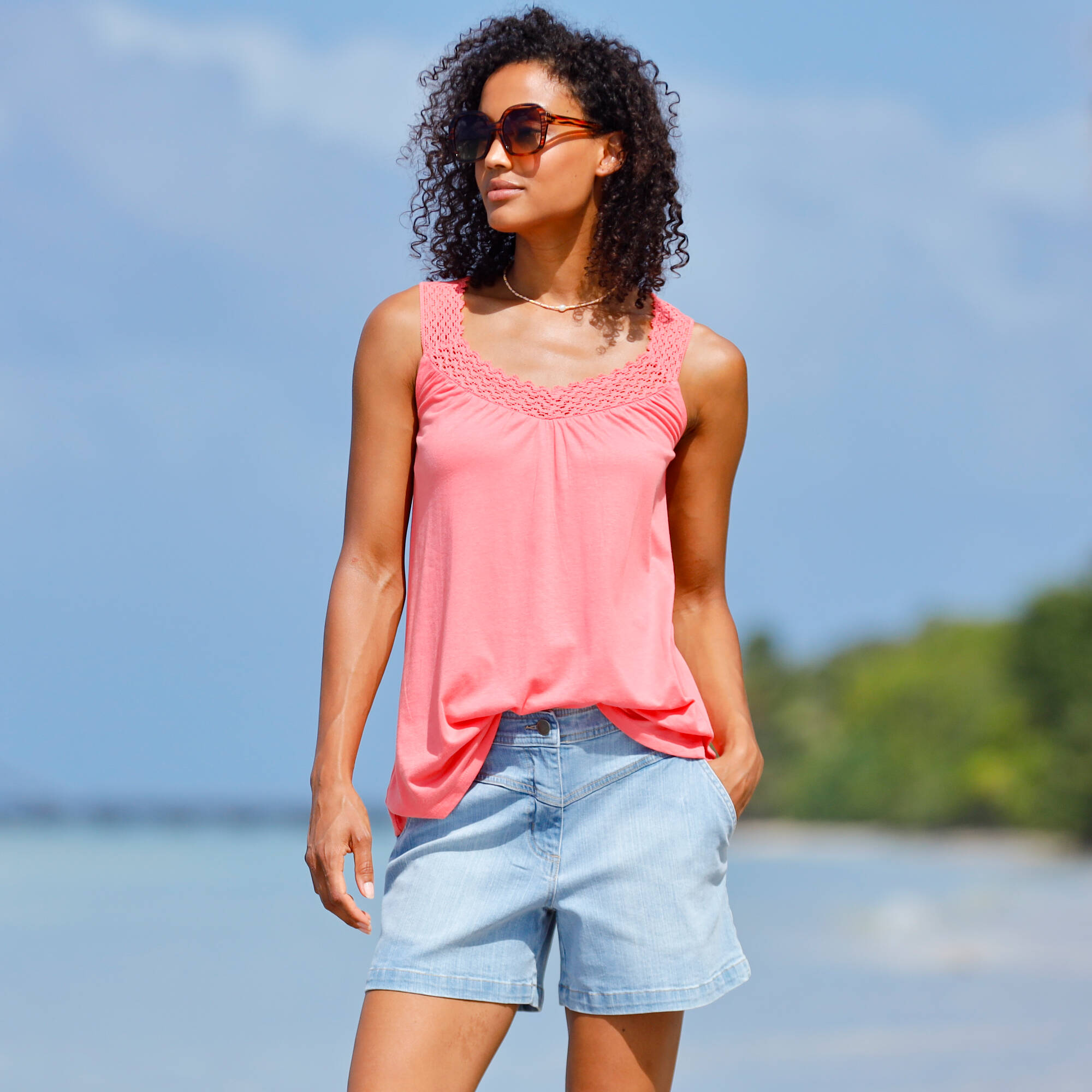 Débardeur macramé, coton-viscose