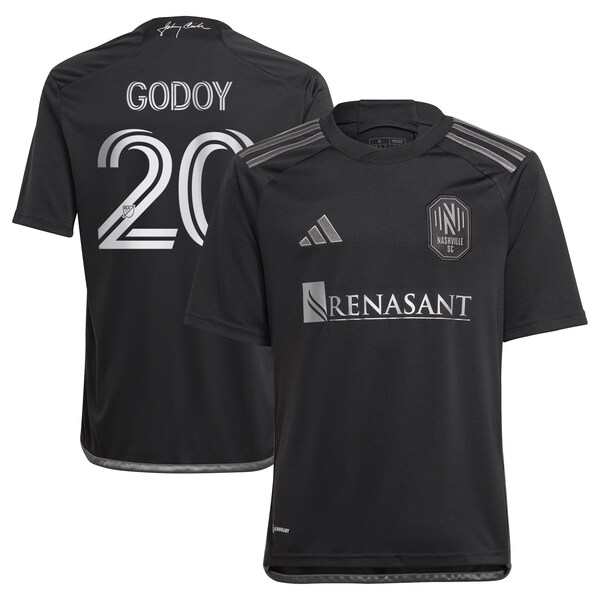 Anibal Godoy Nashville SC adidas Youth 2024 Man In Black Kit Replica Player Jersey - Black