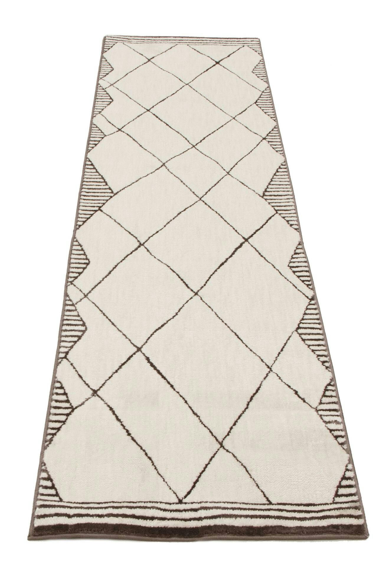 ECARPET Amina Indoor Geometric Area Rug /Runner, Ivory, Assorted Sizes