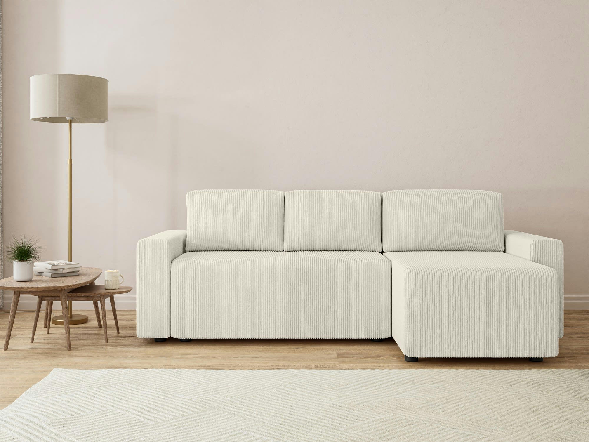 MAX - Canapé d'angle convertible en  4 places beige