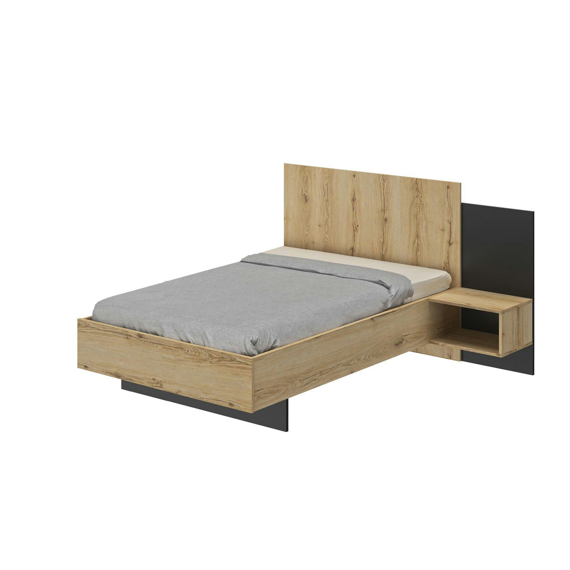 GARLONE - Lit chevet lambris 120x200 effet bois