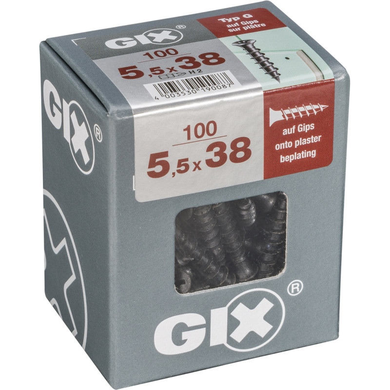 Vis pour panneau de plâtre Ø 5,5 x 38 mm 100 pièces GIX