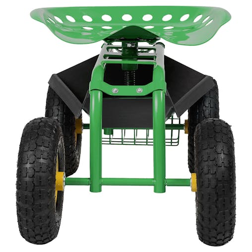 NNECW Rolling Garden Cart With Tool Tray Work Seat For Gardening-Green