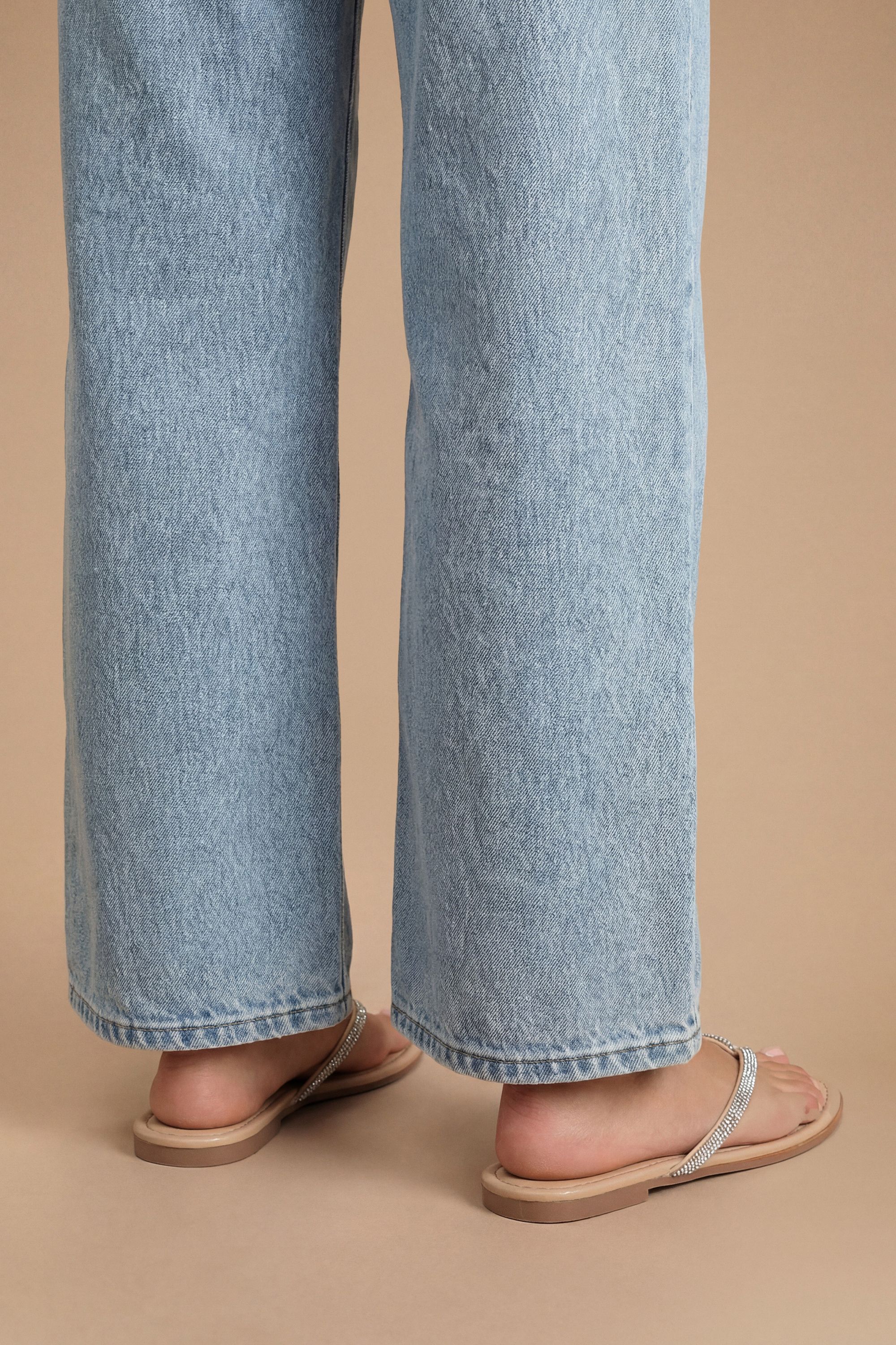 Dorothy Perkins Glimmer Faux Leather Embellished Flat Toe Post Sandals