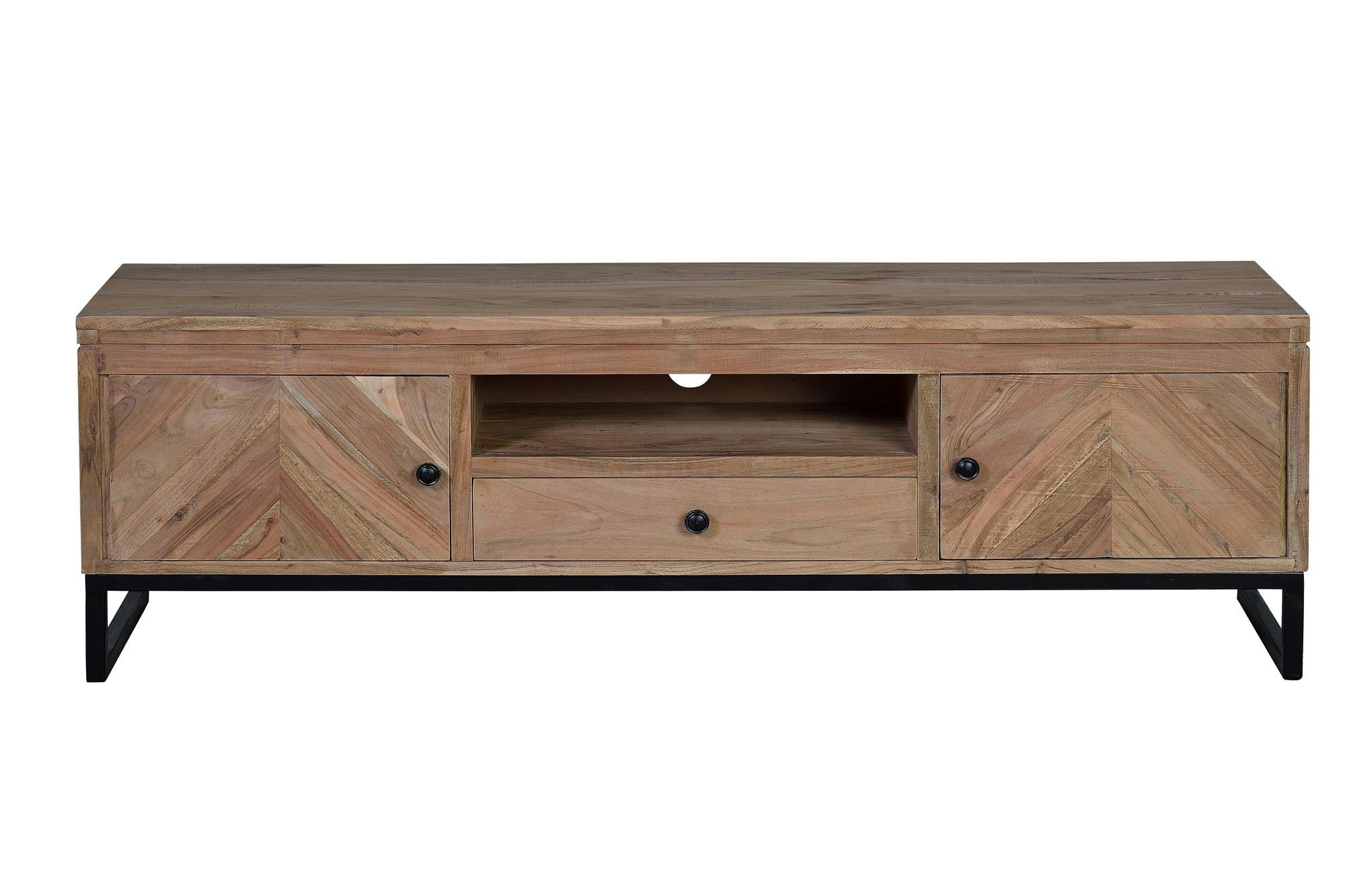 ACACIA - Meuble TV en bois d'acacia et pieds en métal