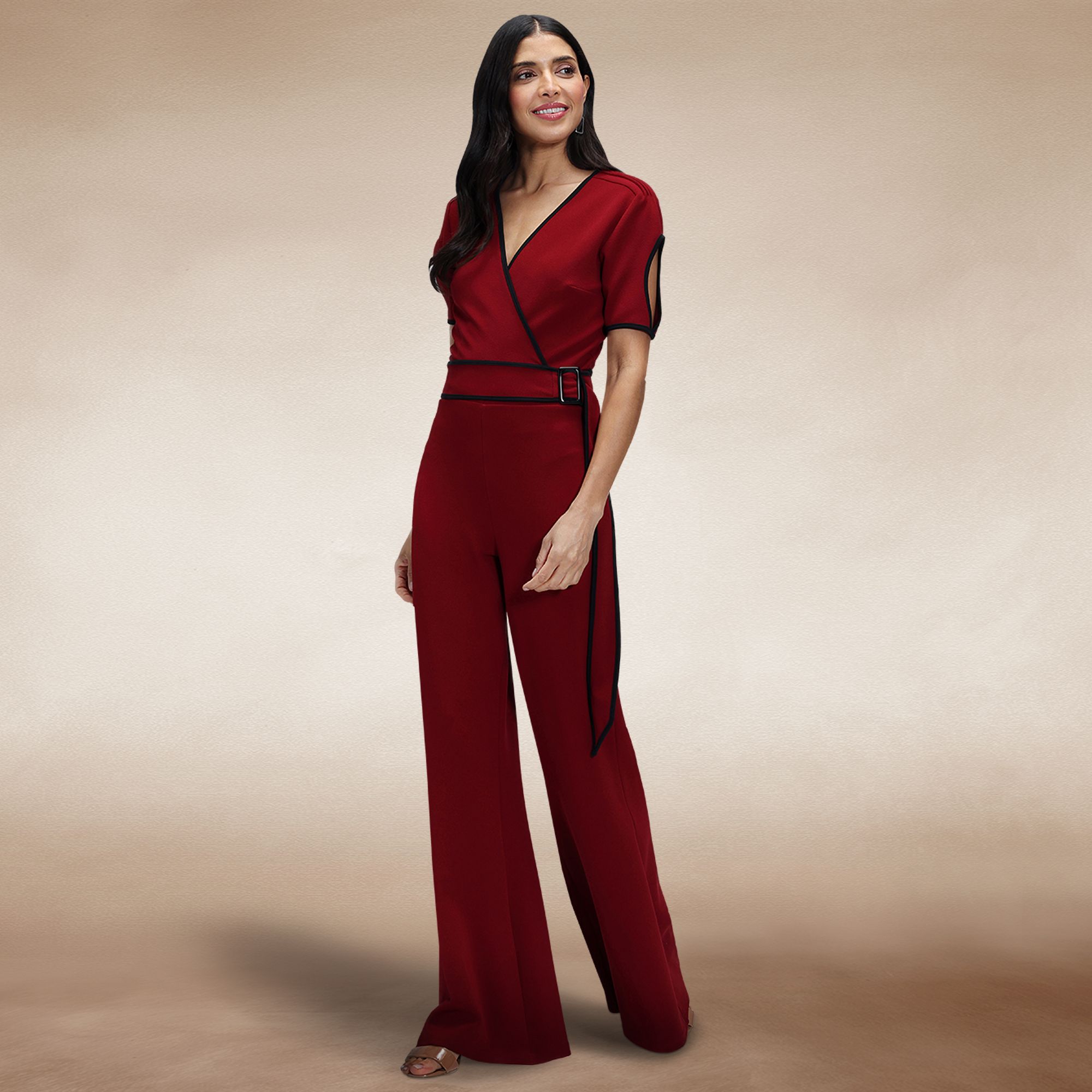 Hot Squash Contrast Piping Detail Jumpsuit