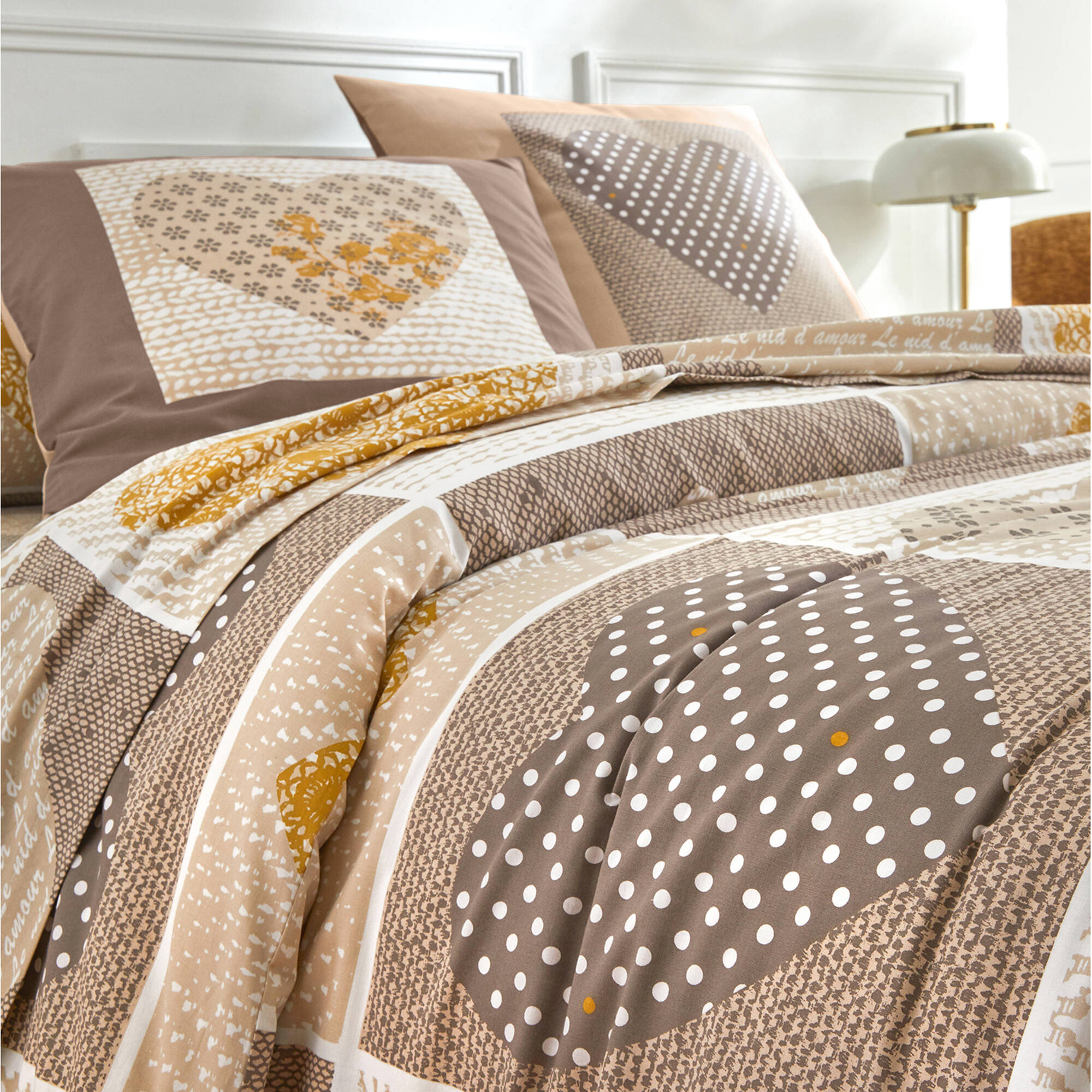 Linge de lit Lovely en coton imprimé coeurs
