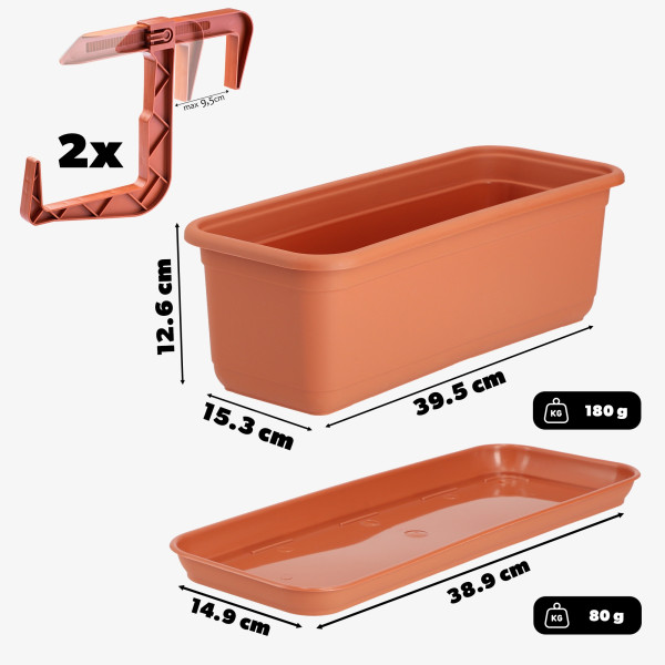 Kadax Skrzynka Balkonowa Doniczka 40cm z Uchwytami