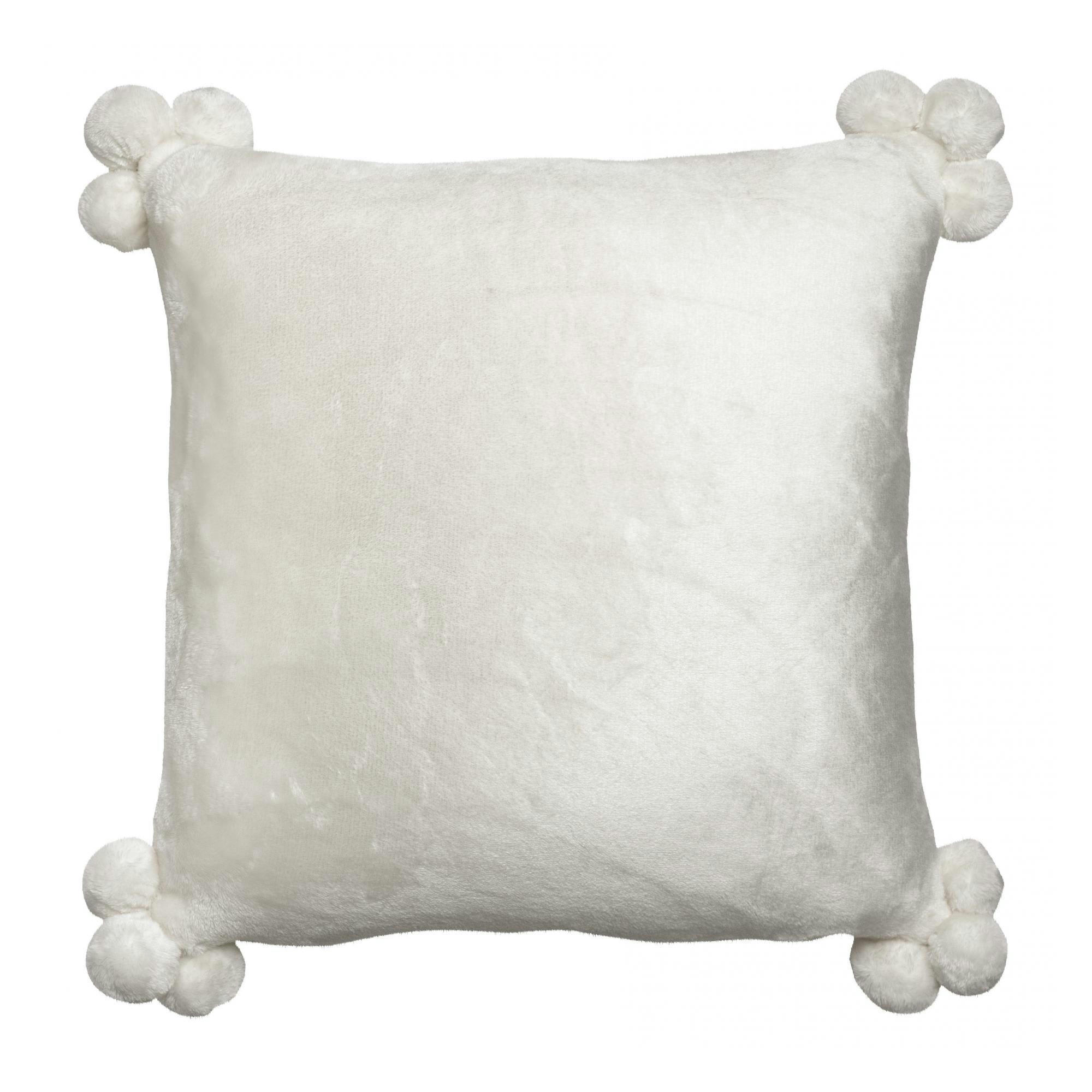 TENDER POMPONS - Coussin Tender pompons en polyester neige 45 x 45