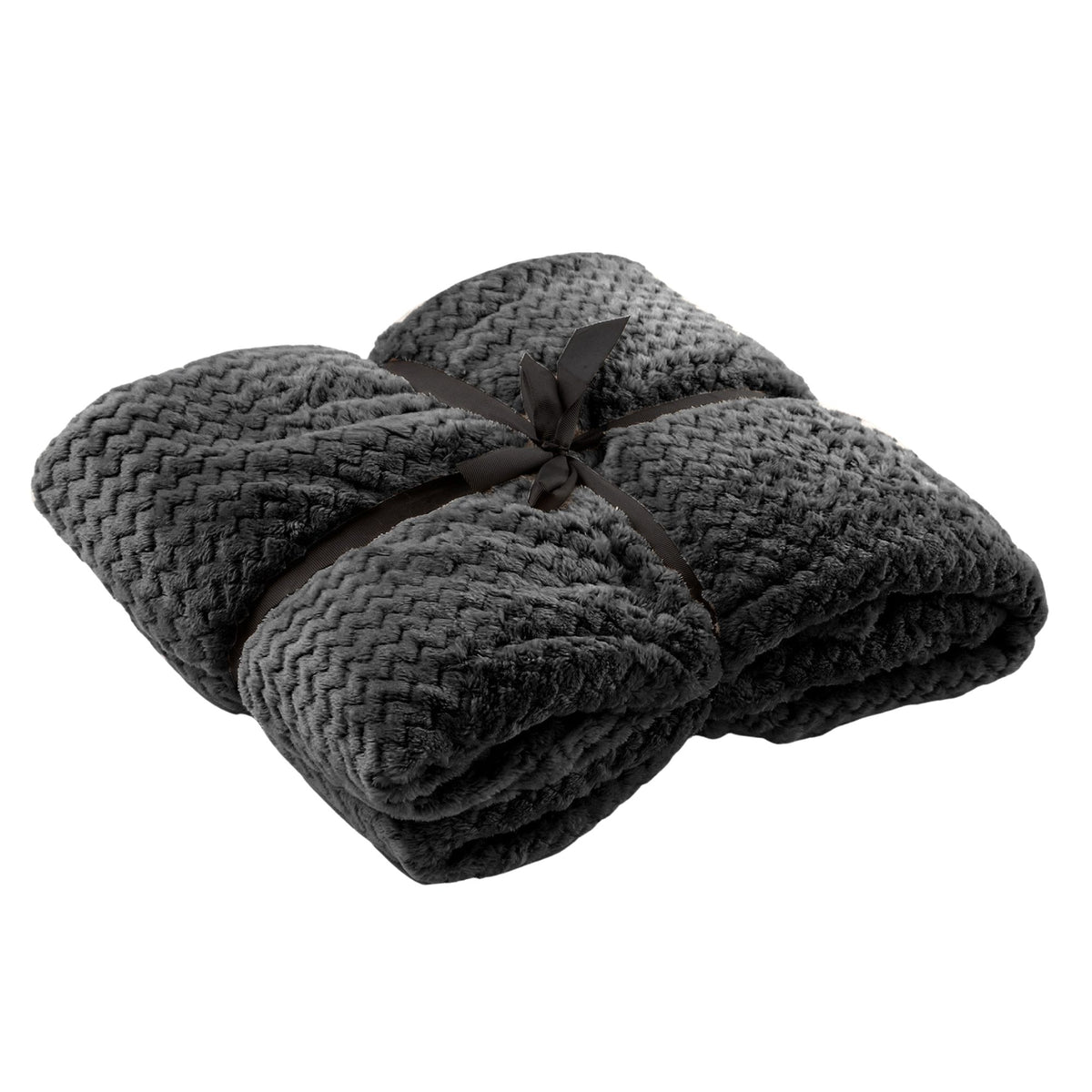 MARA - plaid 150x200 cm - superzachte deken - zigzagpatroon - Charcoal Gray - antraciet