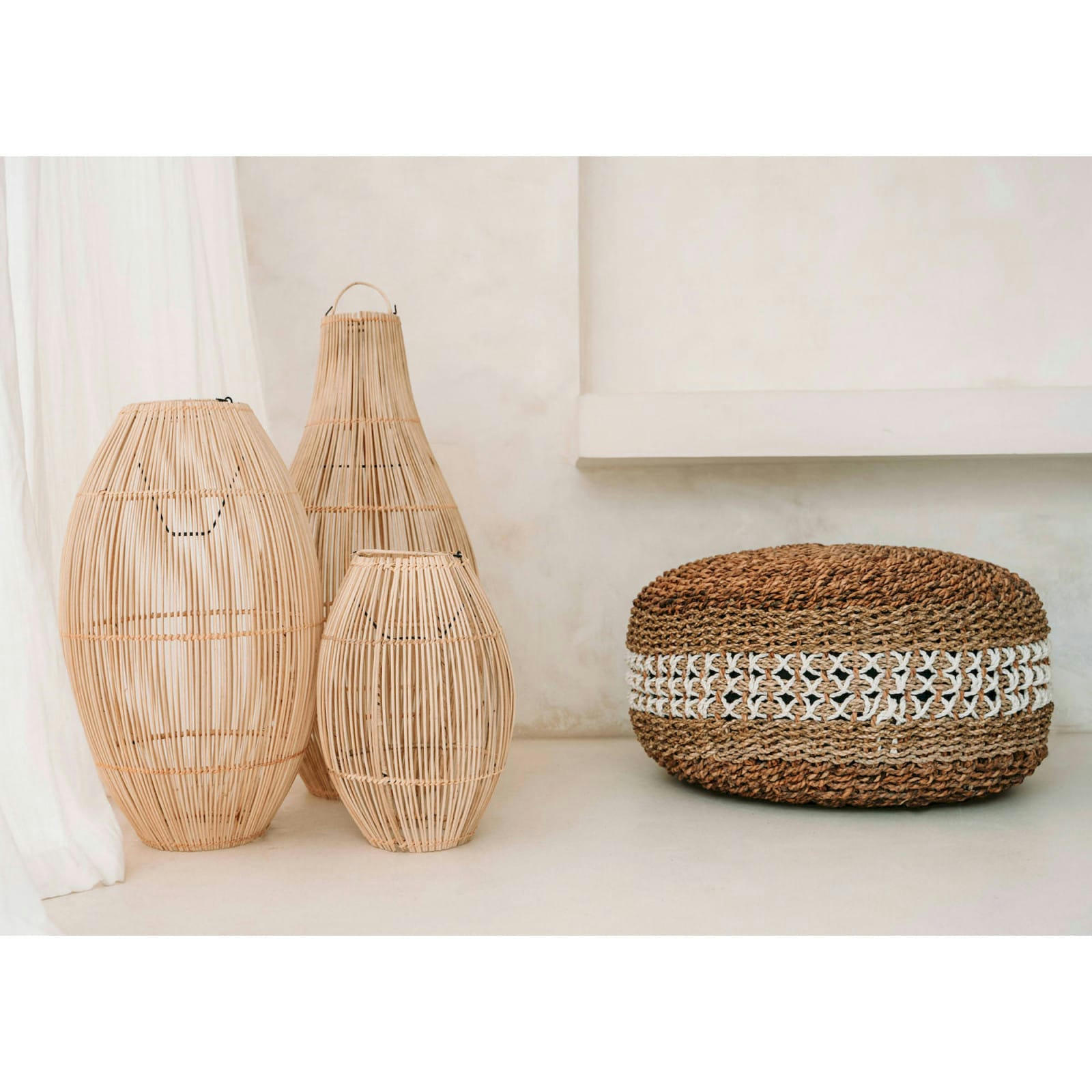 BALI BAZAR - Abat-jour Rotin Bois clair 35x35x59 cm