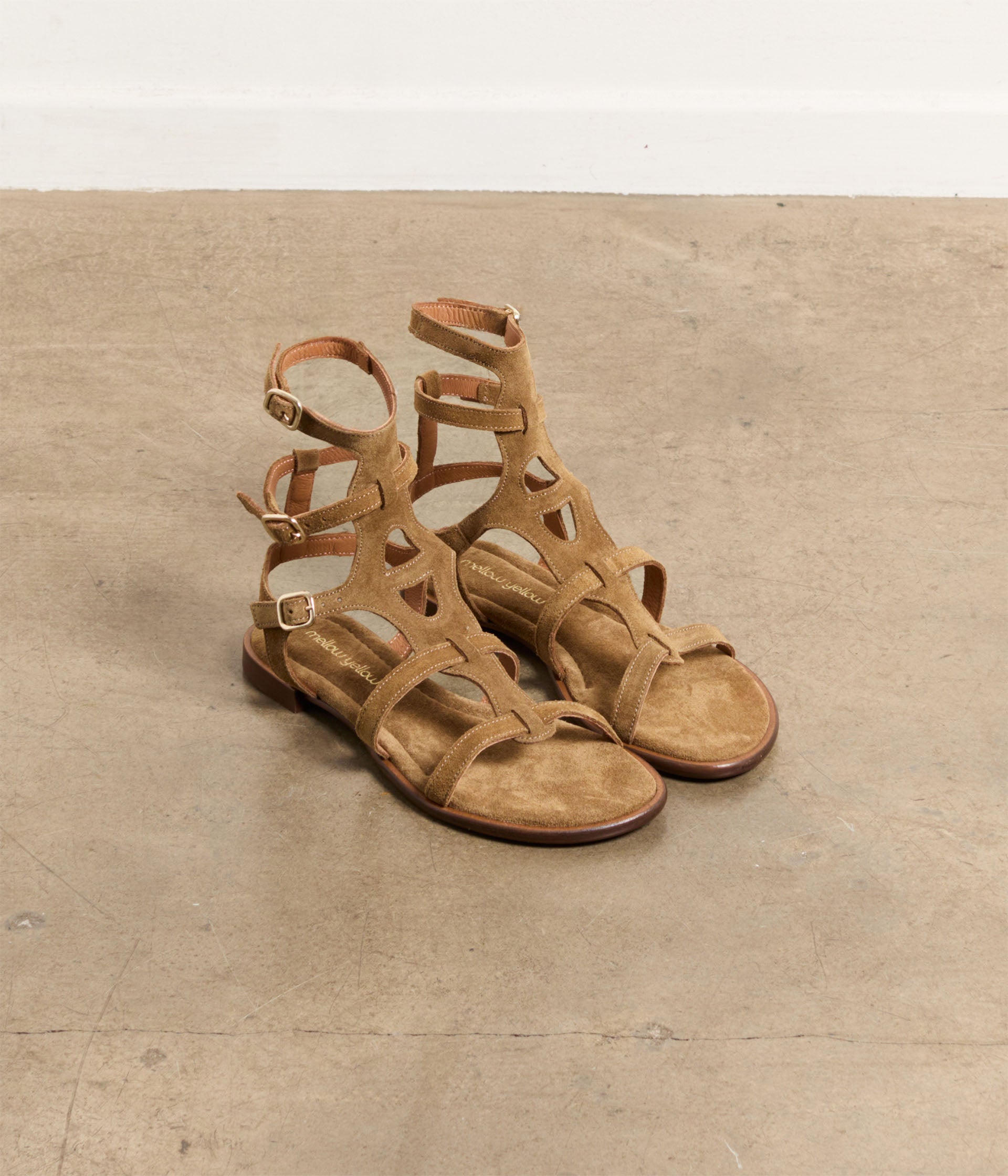 Spartiates velours camel Gallia