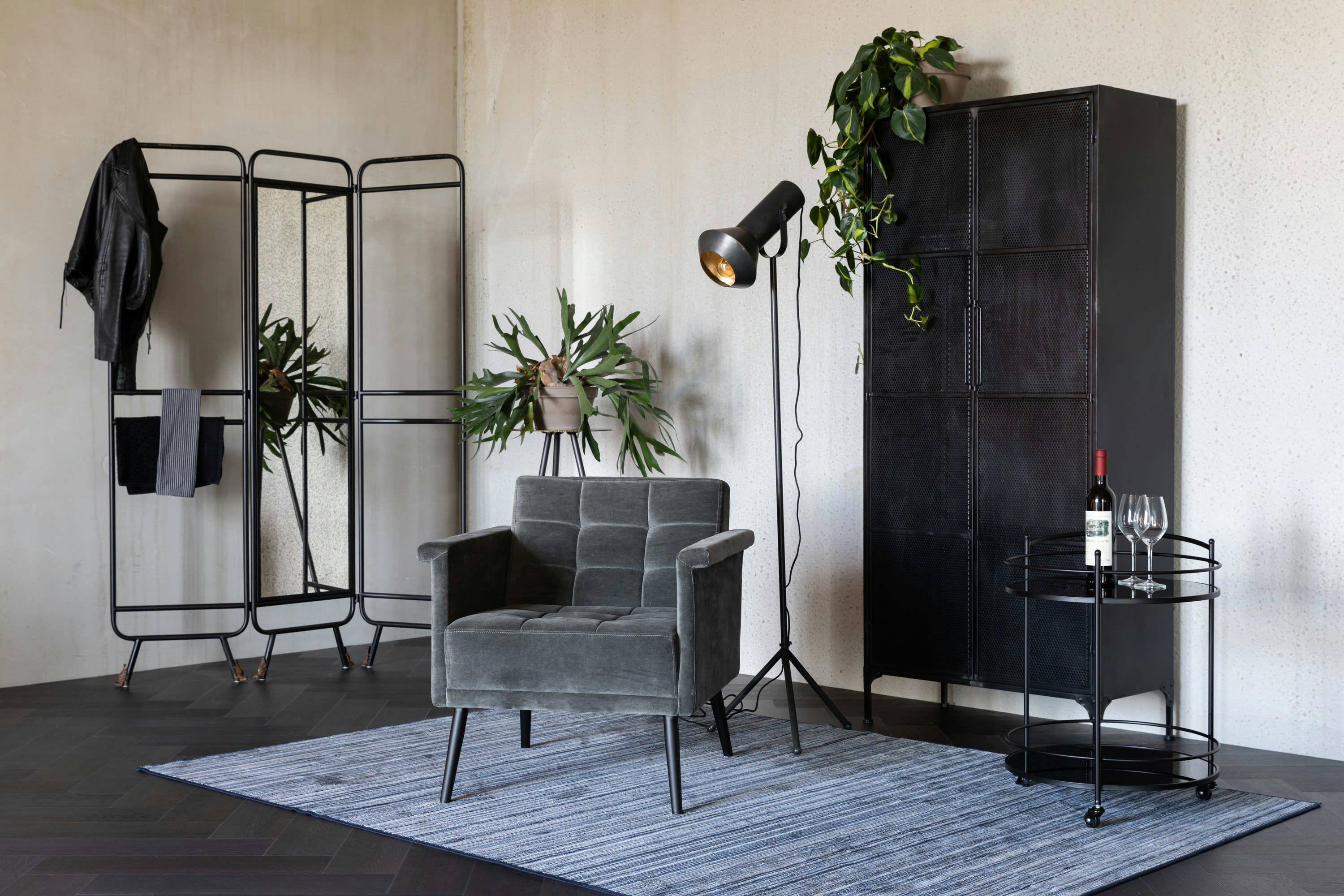 SIR WILLIAM - Fauteuil en velours gris