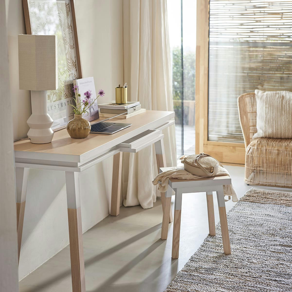 EGEE - Bureau Console rectangulaire 140 cm, 100% frêne massif