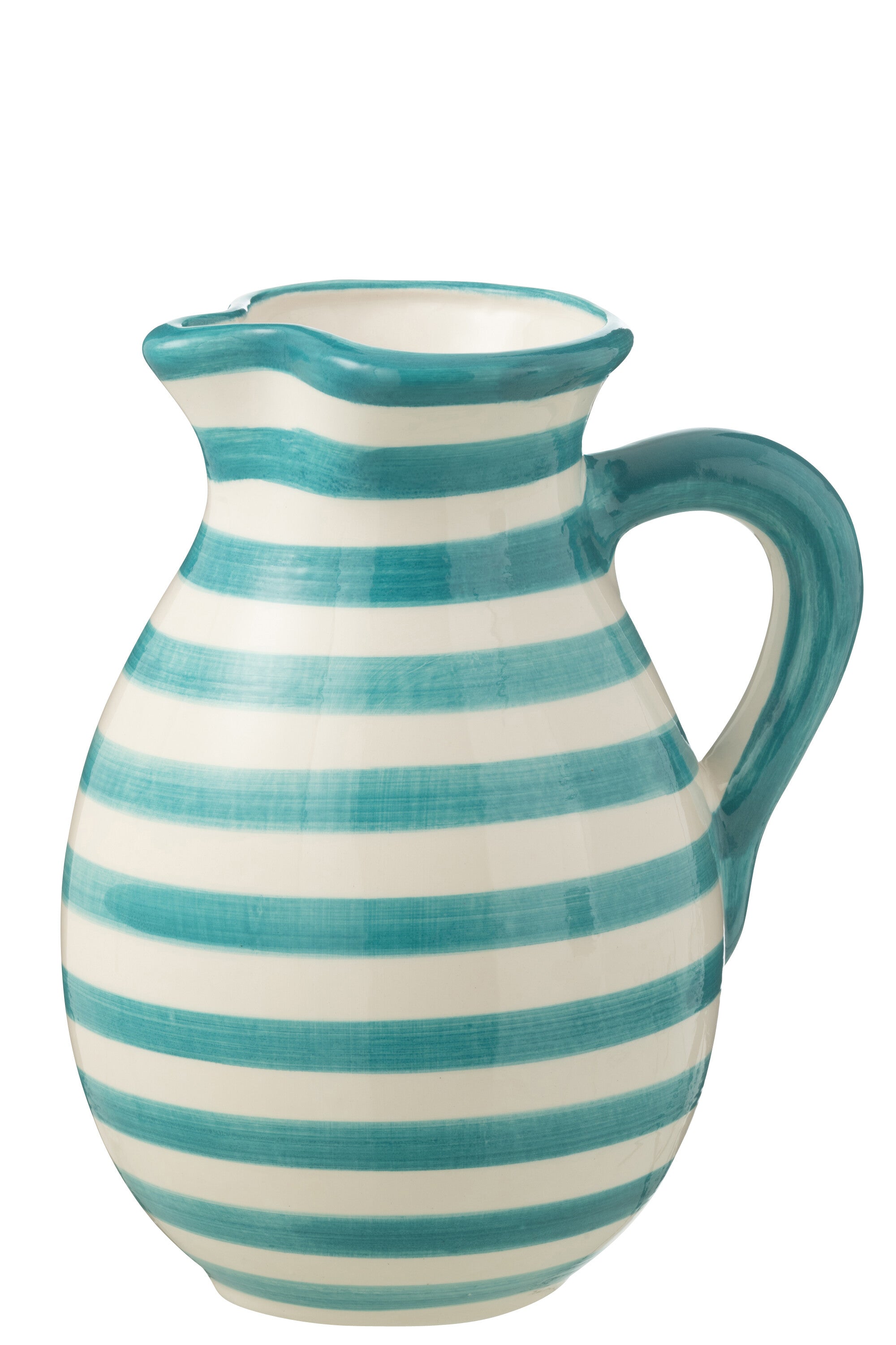 J-Line kruik Granada Stripes - keramiek - wit aqua - large
