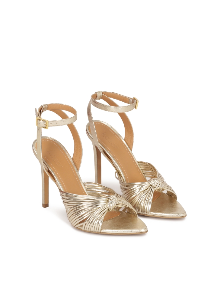 Gold leather heeled sandals