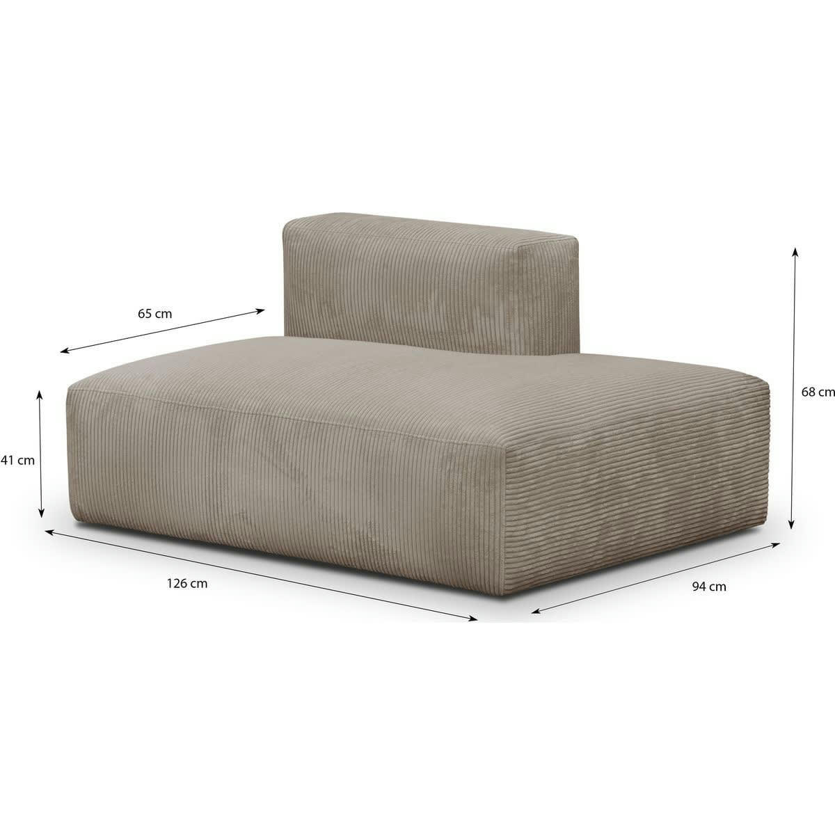 MODULO NEW - Module d'angle ouvert à droite 2 places en velours côtelé taupe