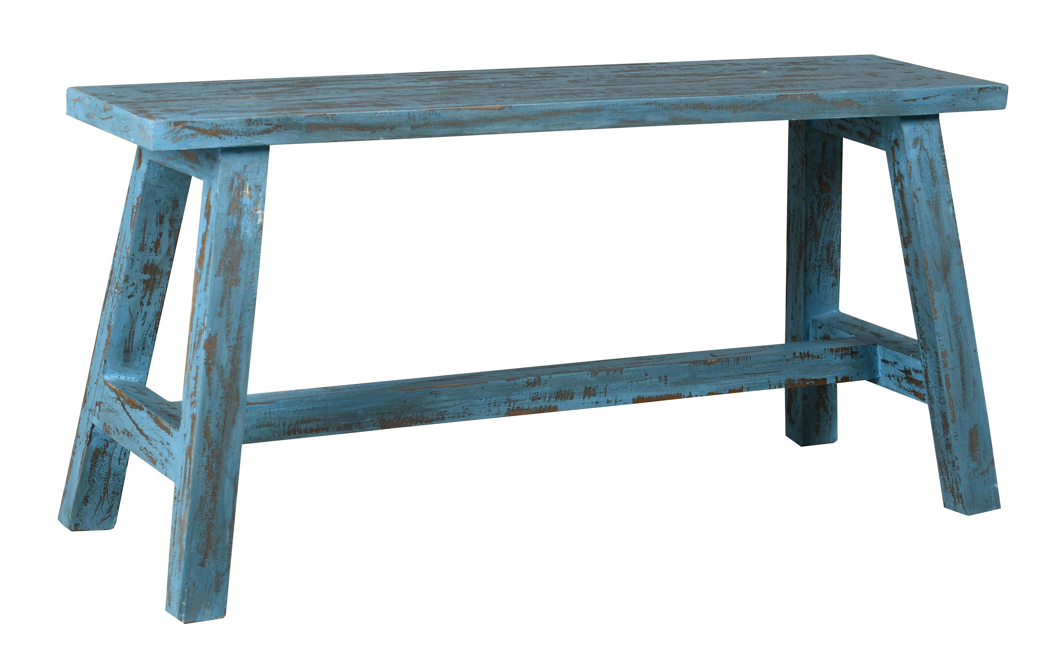- Banc en acajou teinté bleu antique