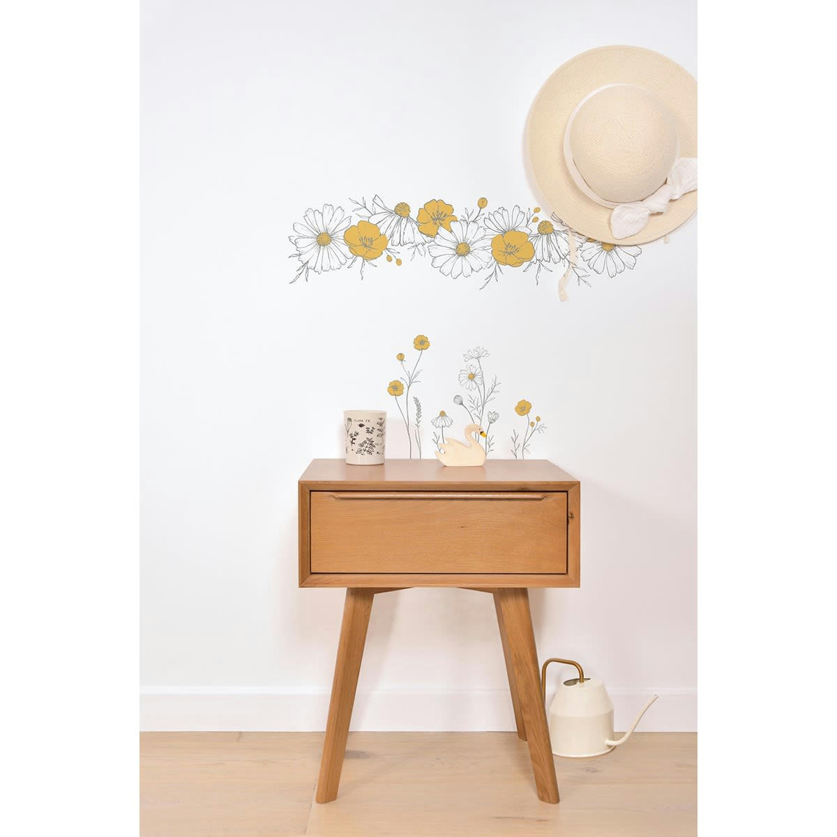 CAMOMILLE - Stickers fleurs en Vinyle mat Jaune moutarde