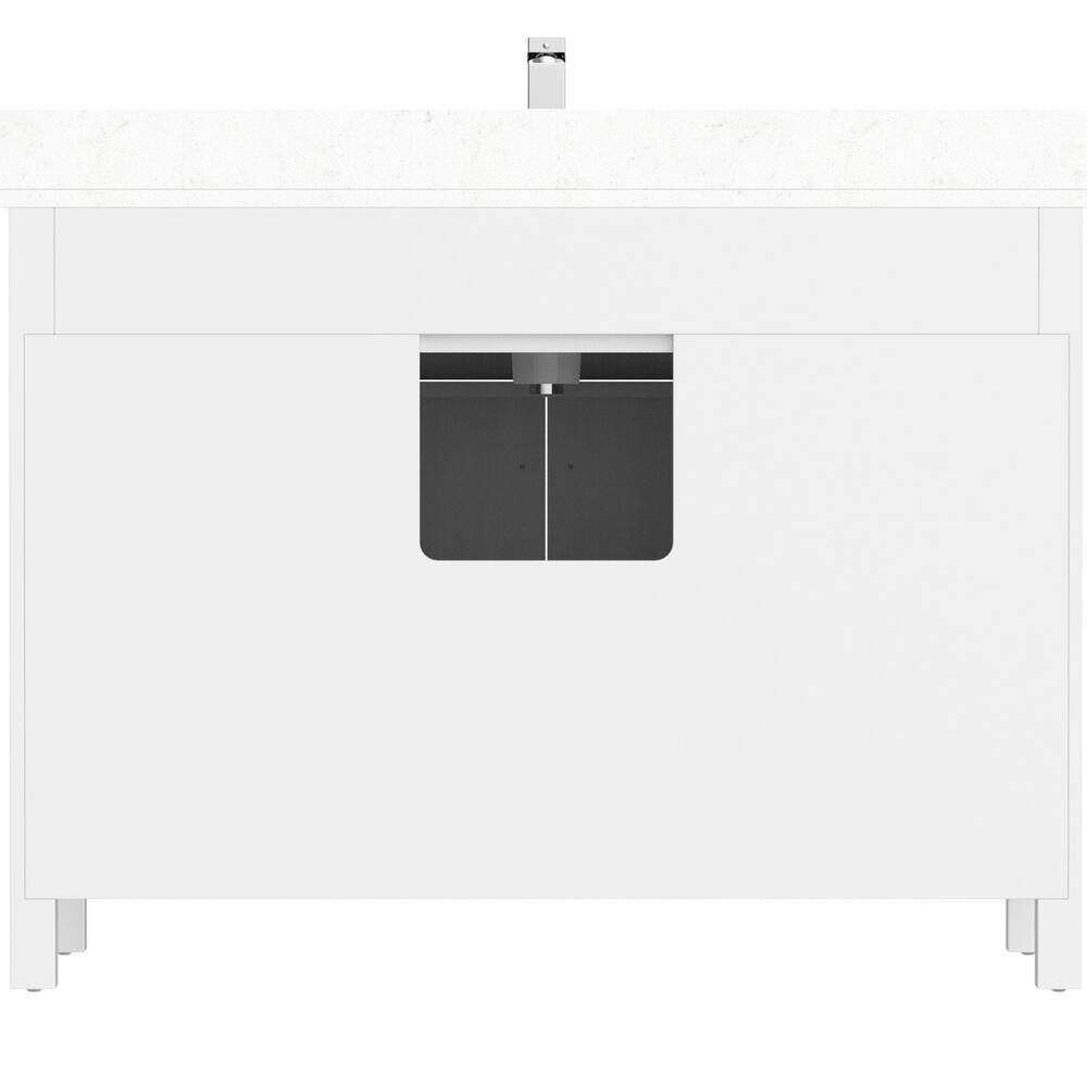 Urban Bathe Terrence Undermount Single Sink Stone Top Bathroom Vanity with Drawer & Cabinet Organizer, White, 48-in