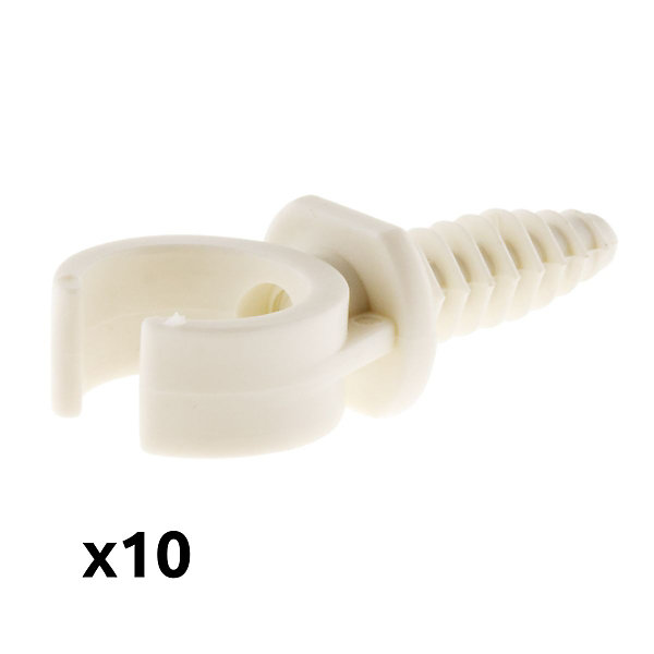 Lot de 10 clips avec chevilles diamètre 20mm - Blanc - Zenitech