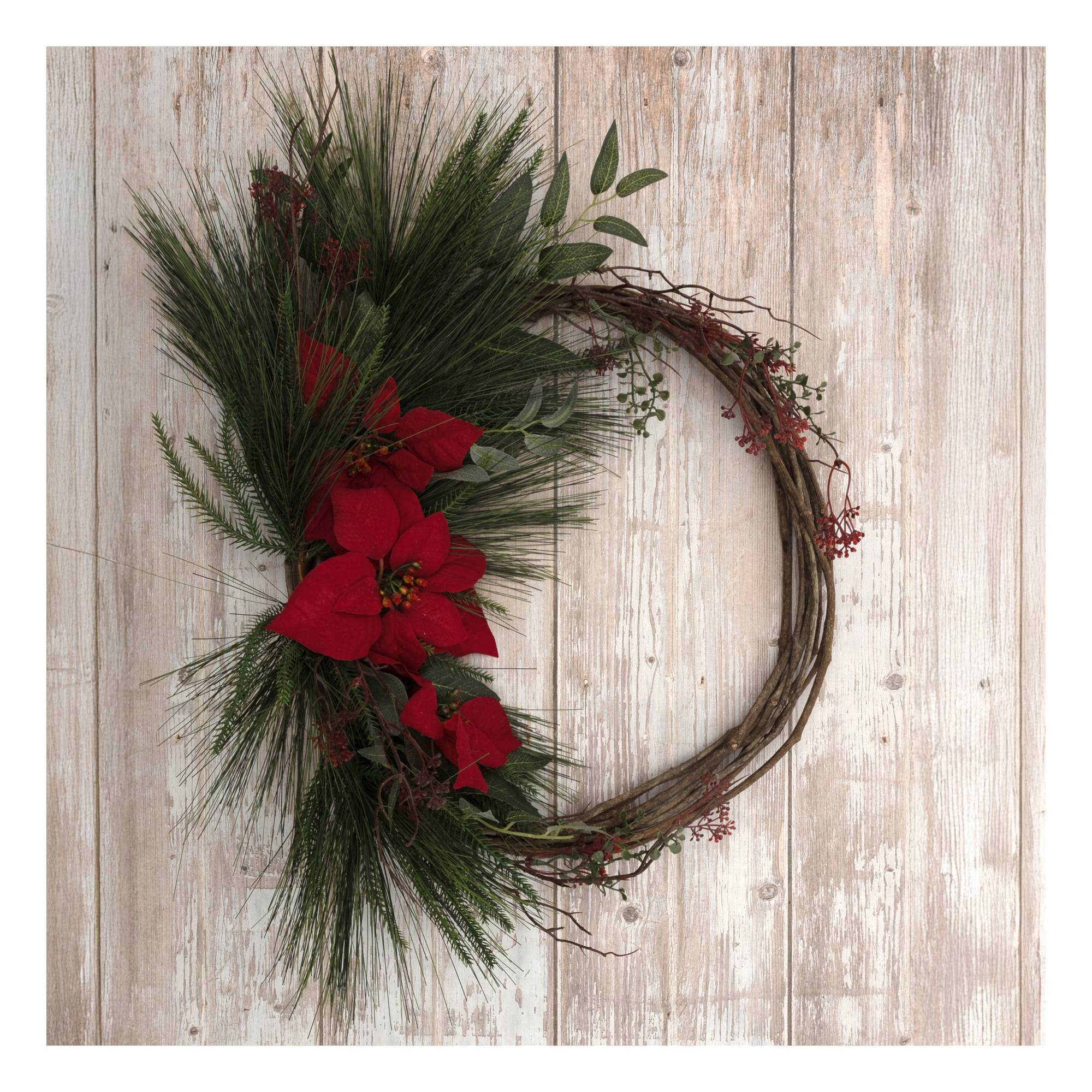 Red Poinsettia Wreath 61cm