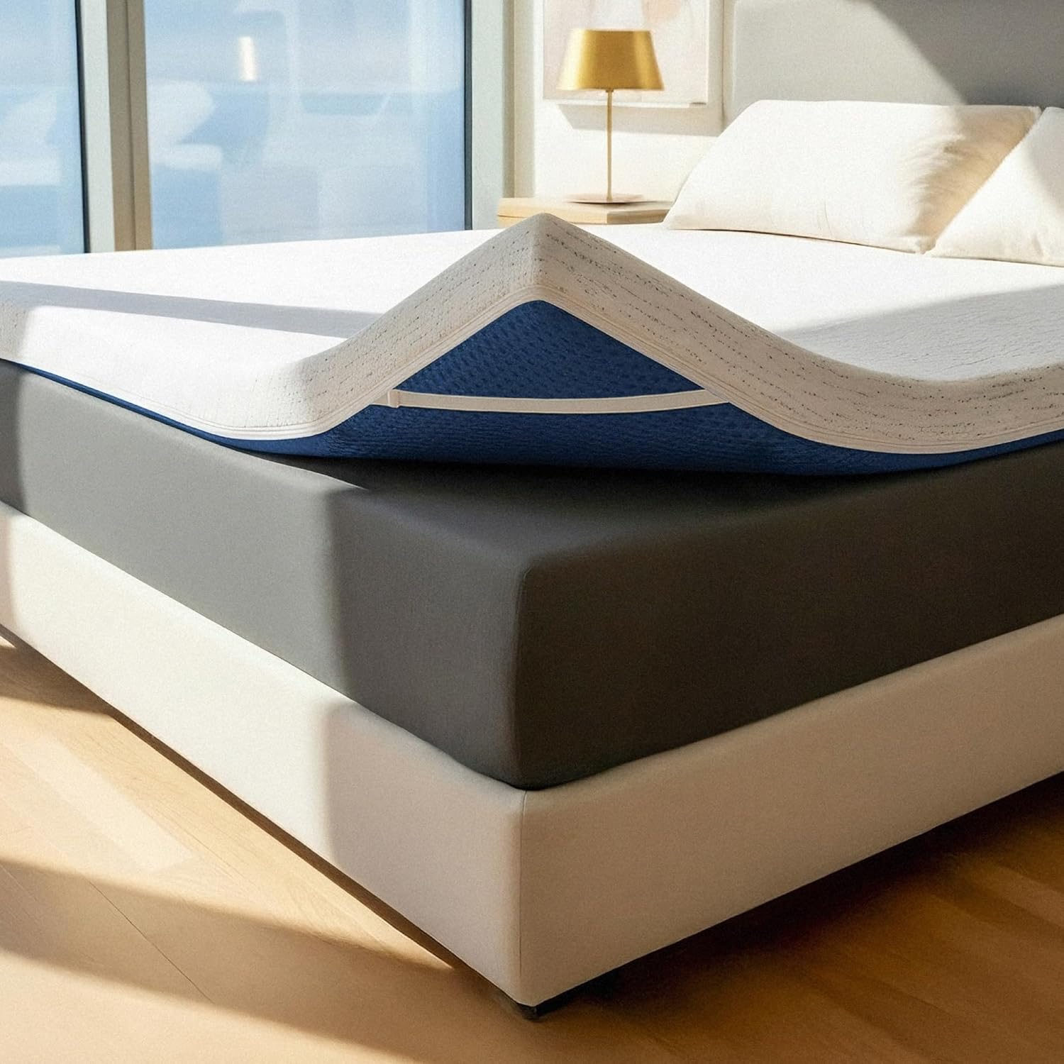 ViscoSoft 3 Inch Memory Foam Mattress Topper King - Select High Density - (Gel-Infused and Ventilated) Mattress Pad with Soft Removable Bamboo-Rayon Cover