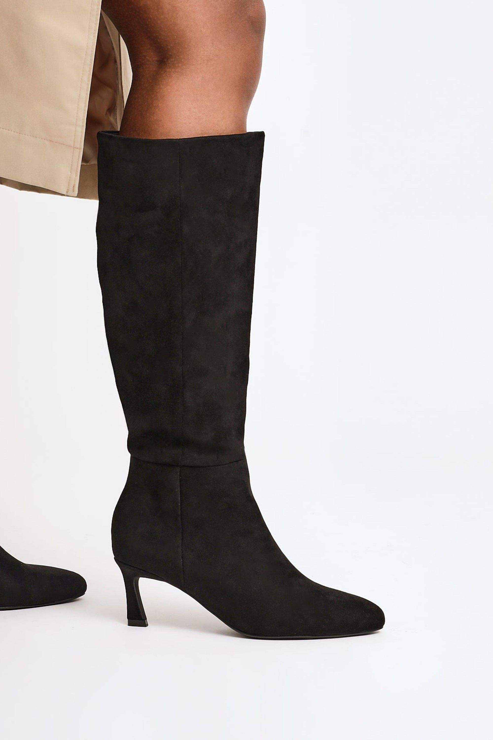 Linzi Rush Black Faux Suede High Leg Stiletto Boots