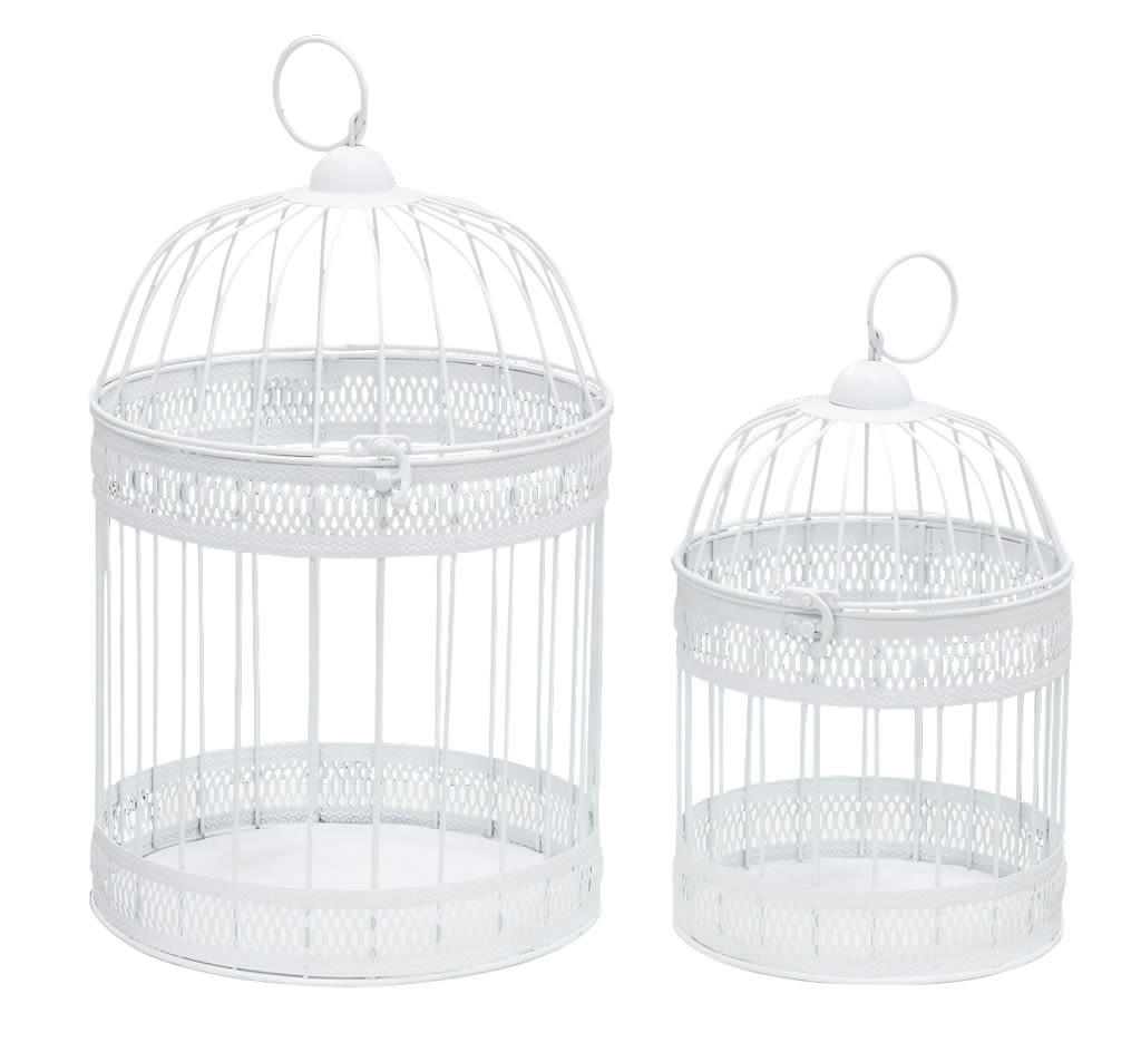 - Cages en métal laqué blanc (lot de 2)