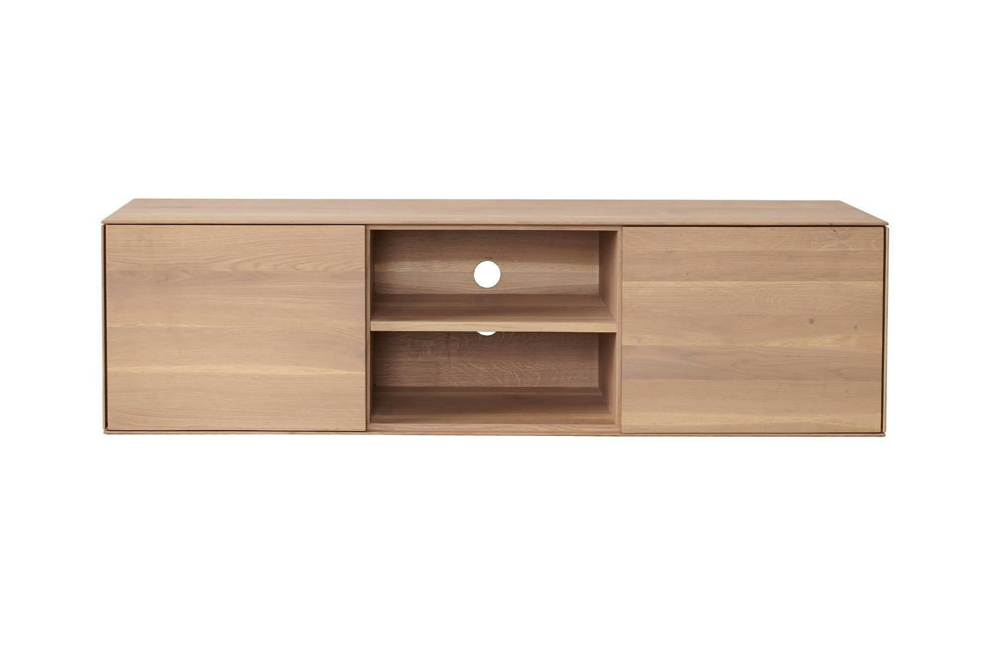 FILIGRAME - Meuble TV bas  2 portes en chêne naturel