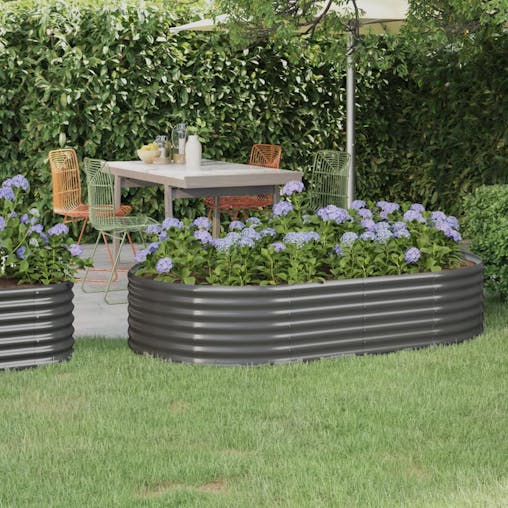 NNEVL Garden Raised Bed Powder-Coated Steel 175x100x36 cm Grey