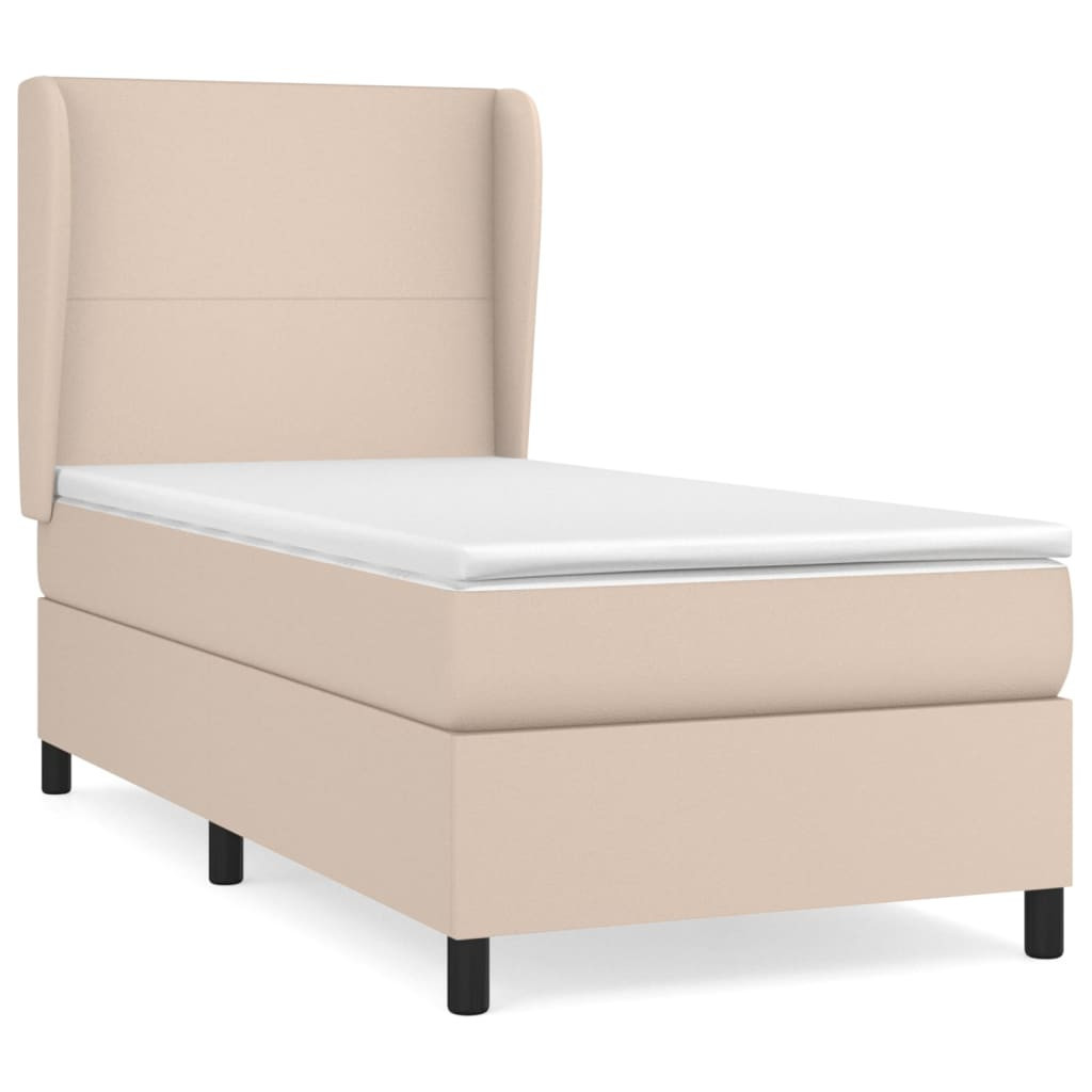 Łóżko kontynentalne z materacem cappuccino ekoskóra 90x200
