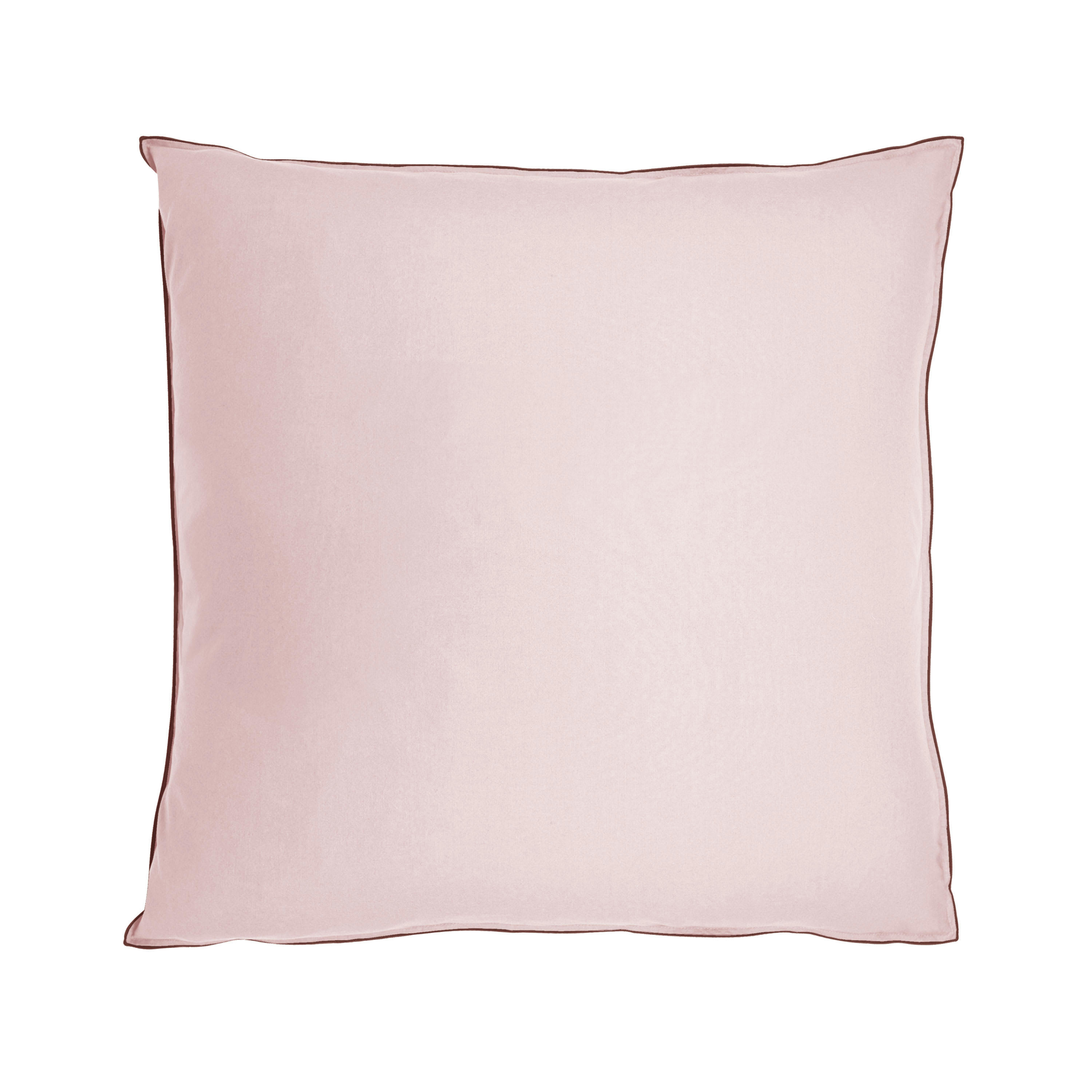DOUCEUR LAVÉE - Taie d'oreiller bicolore en percale de coton lavé 65x65 cm Rose