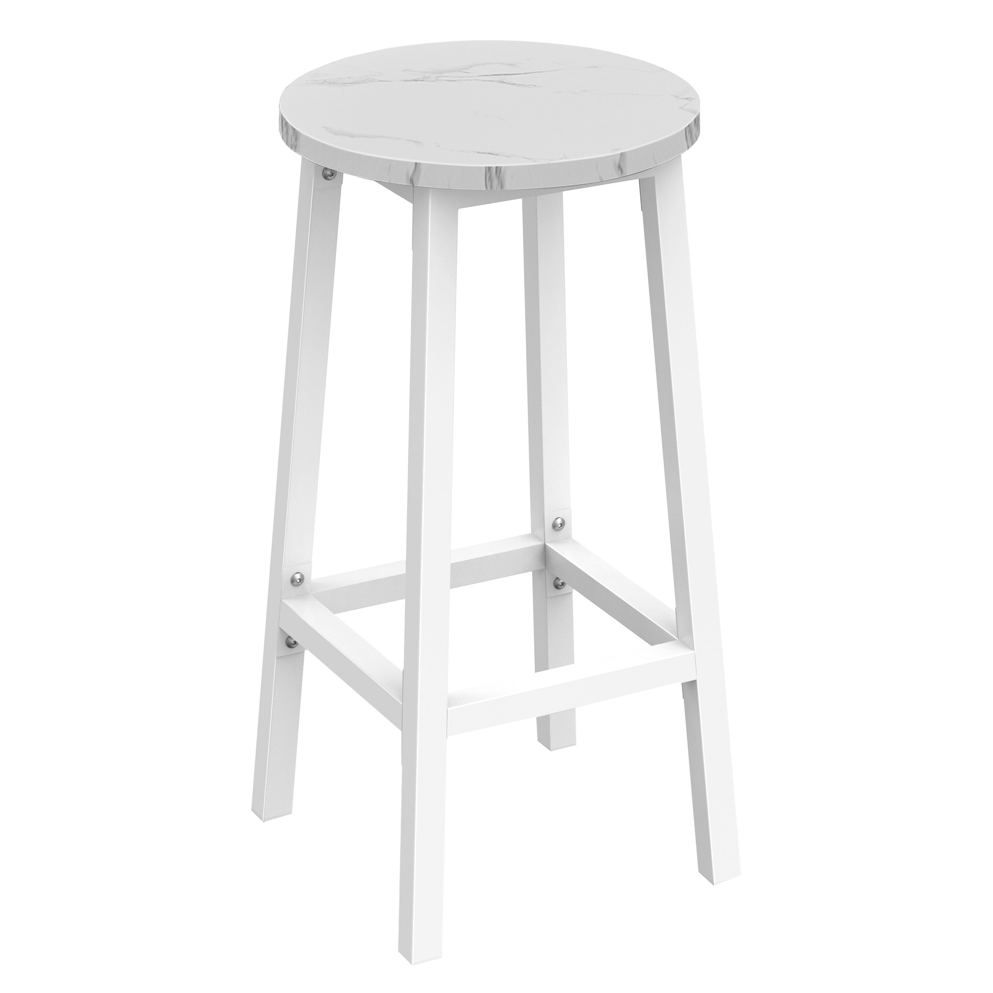 Taboret barowy - marmur / nogi białe