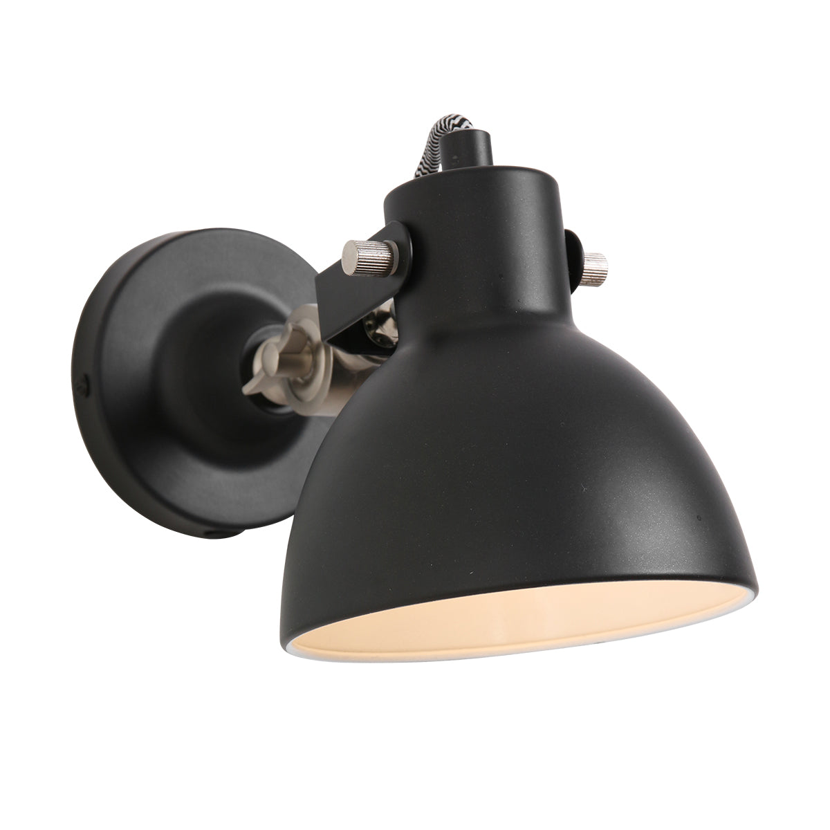 Mexlite - wandlamp - Cera - zwart - metaal - bedlampje - E14 - 7647ZW