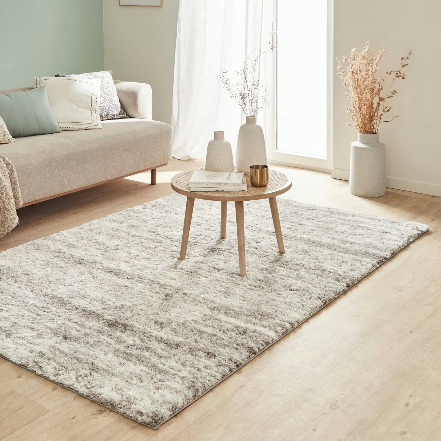 OSLO - Tapis shaggy abstrait style moderne gris - 120x160 cm