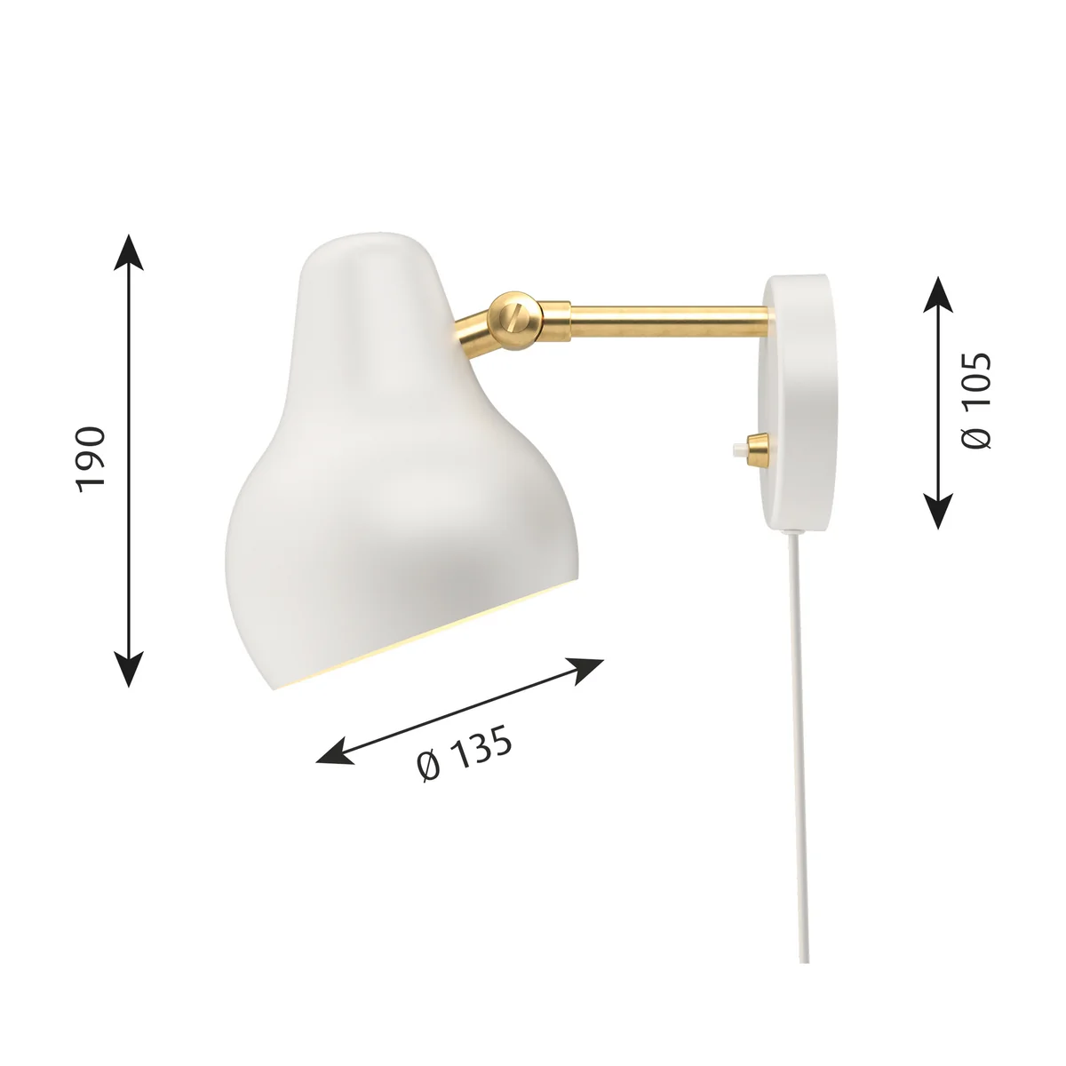 Louis Poulsen - VL38 LED Wandleuchte V2, Messing / weiß