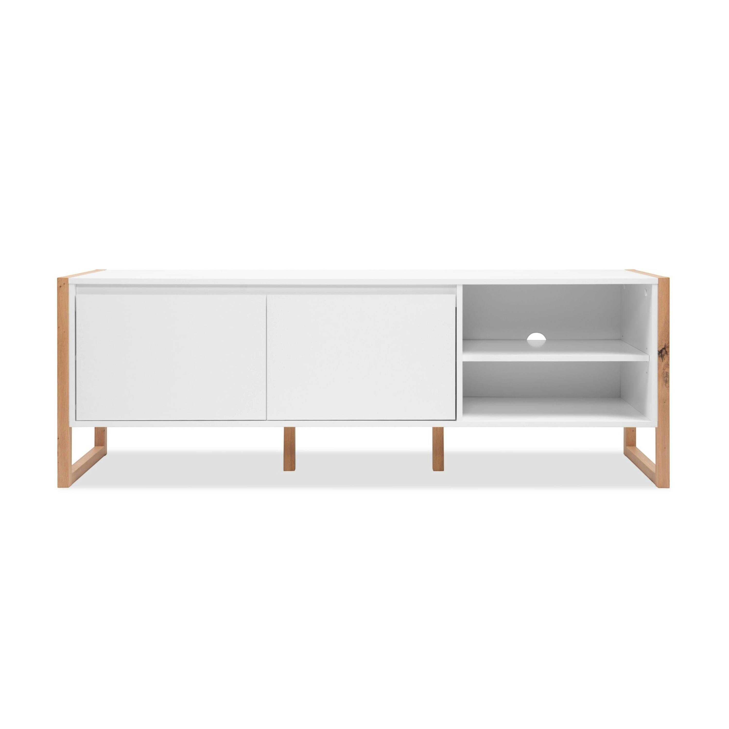 Meuble TV blanc 2 portes 2 niches ALVA