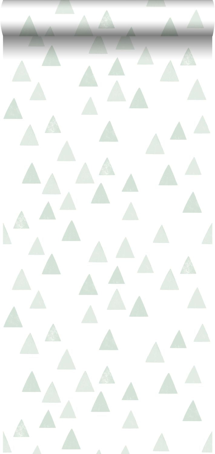 Walls4You behang driehoekjes lichtgroen en wit - 53 cm x 10.05 m - 935319
