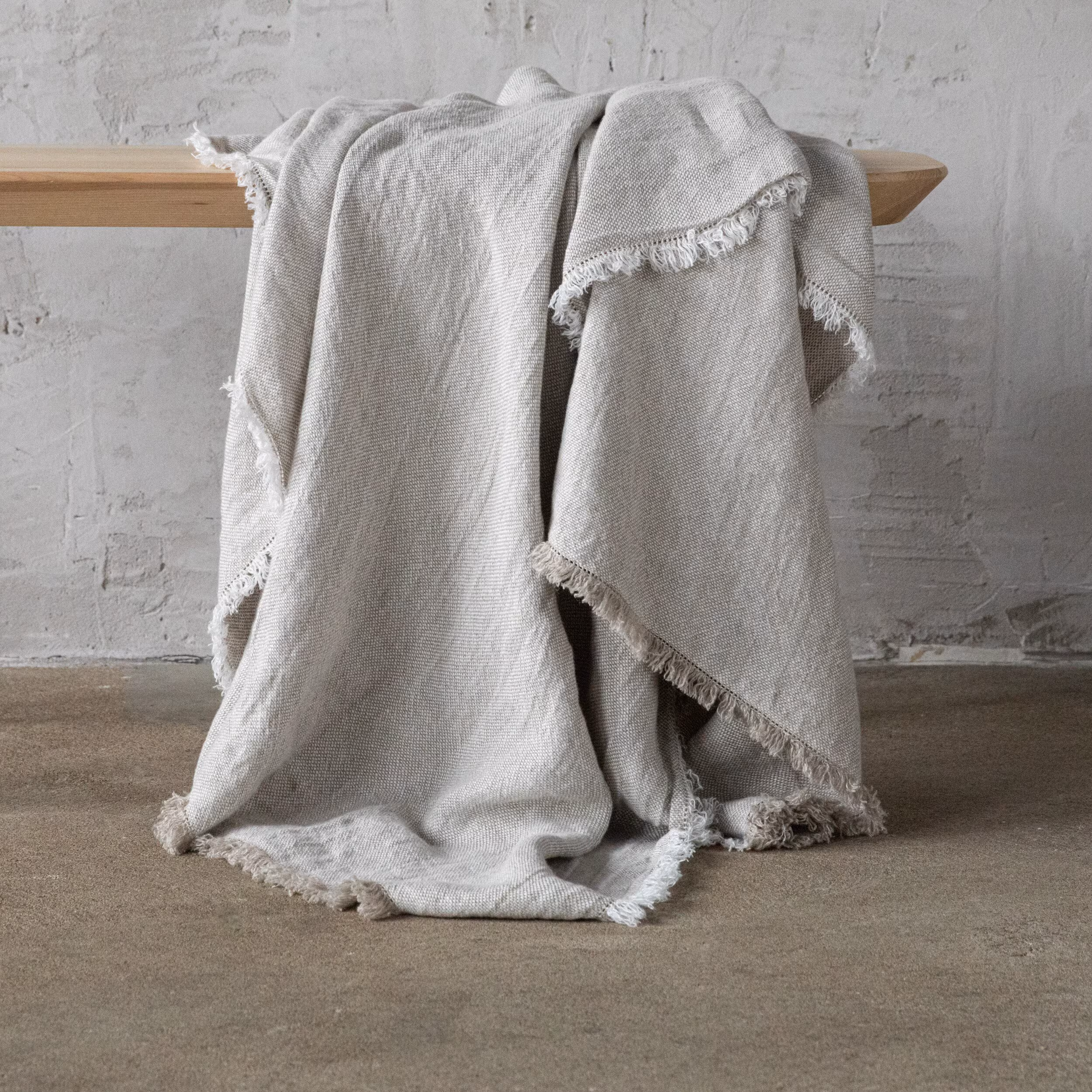 Washed Linen Throw Blanket in Neutral. Linen bedspread made from European flax certified linen. Any size up to 108