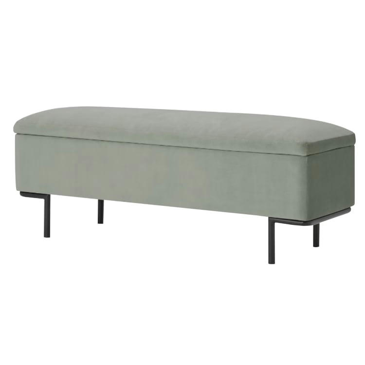 HARLOW - Banc de rangement en velour vert 40x130