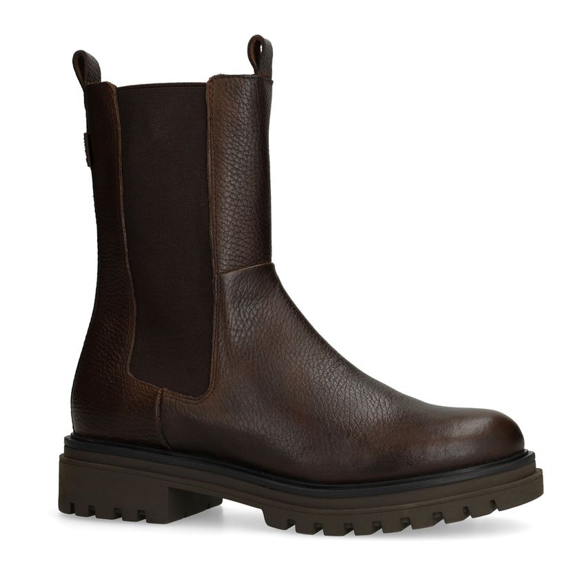 Manfield Bruine leren chelsea boots