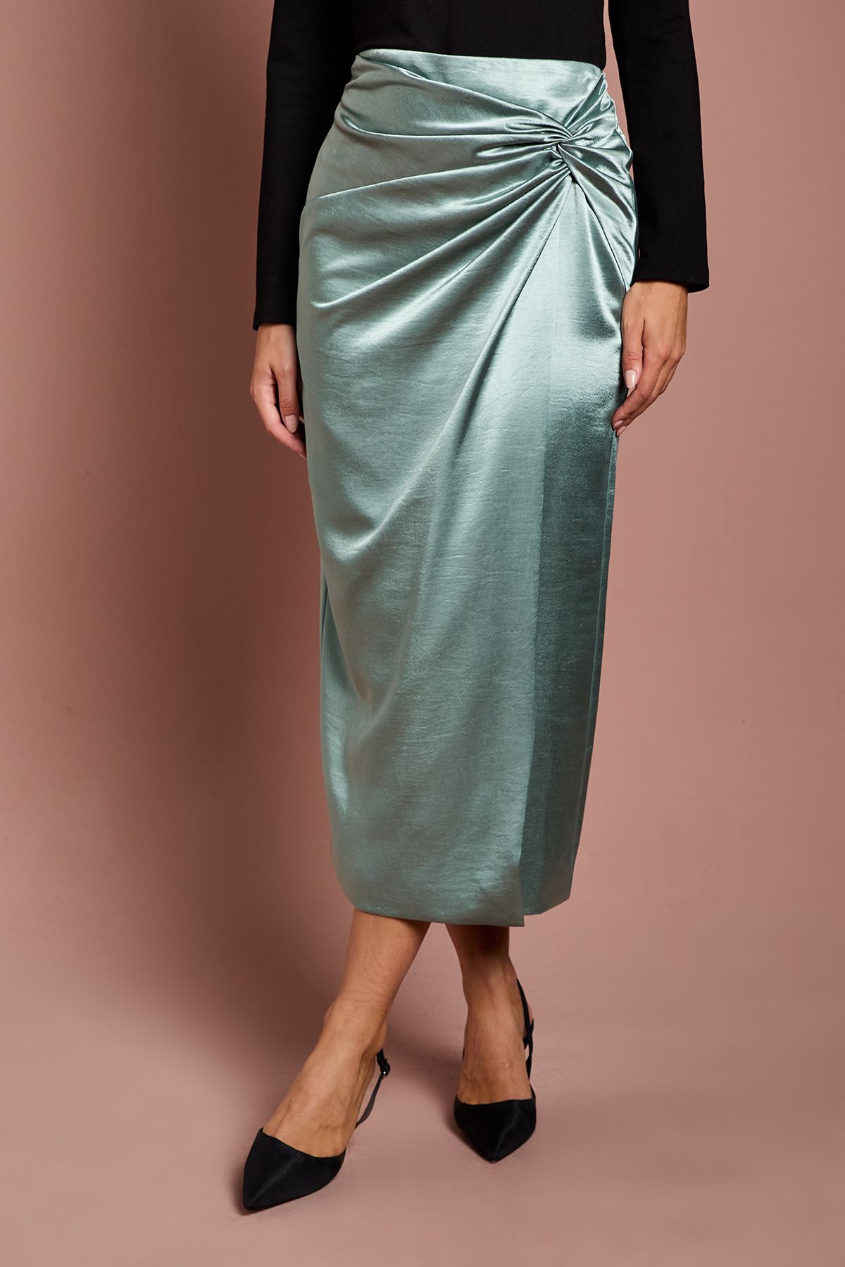 Coast Satin Wrap Midi Skirt