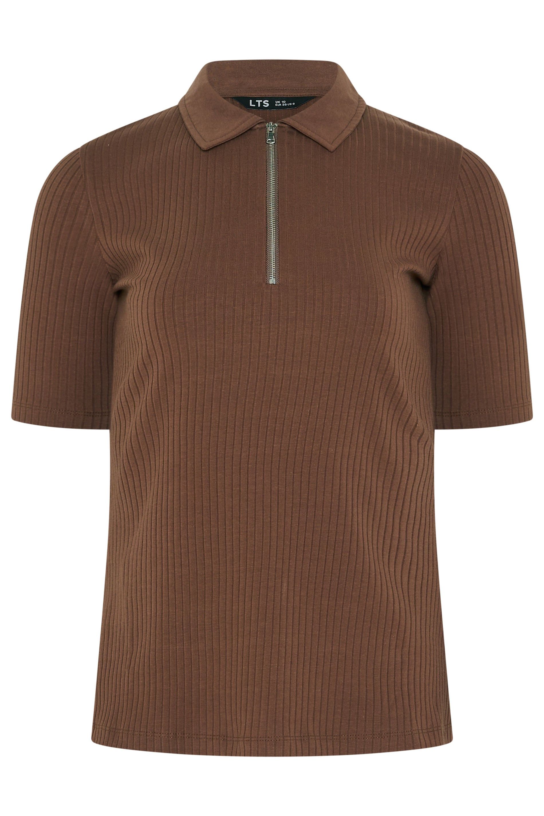 Long Tall Sally Tall Half Zip Ribbed Collared Top