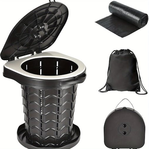 NNETM Adjustable Portable Camping Toilet with Storage Bag