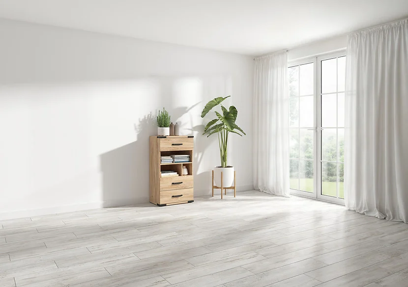 Komoda Lara 60 cm z 3 szufladami i półkami jesion belarus