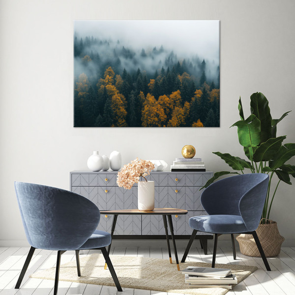 Feeby Obraz do salonu sypialni, Las we mgle krajobraz 60x40